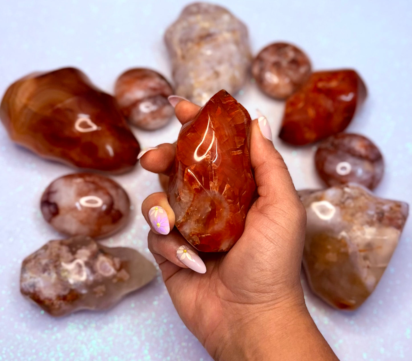 Carnelian Flame Freeform Crystal Tower ‘Chloe’ 263g