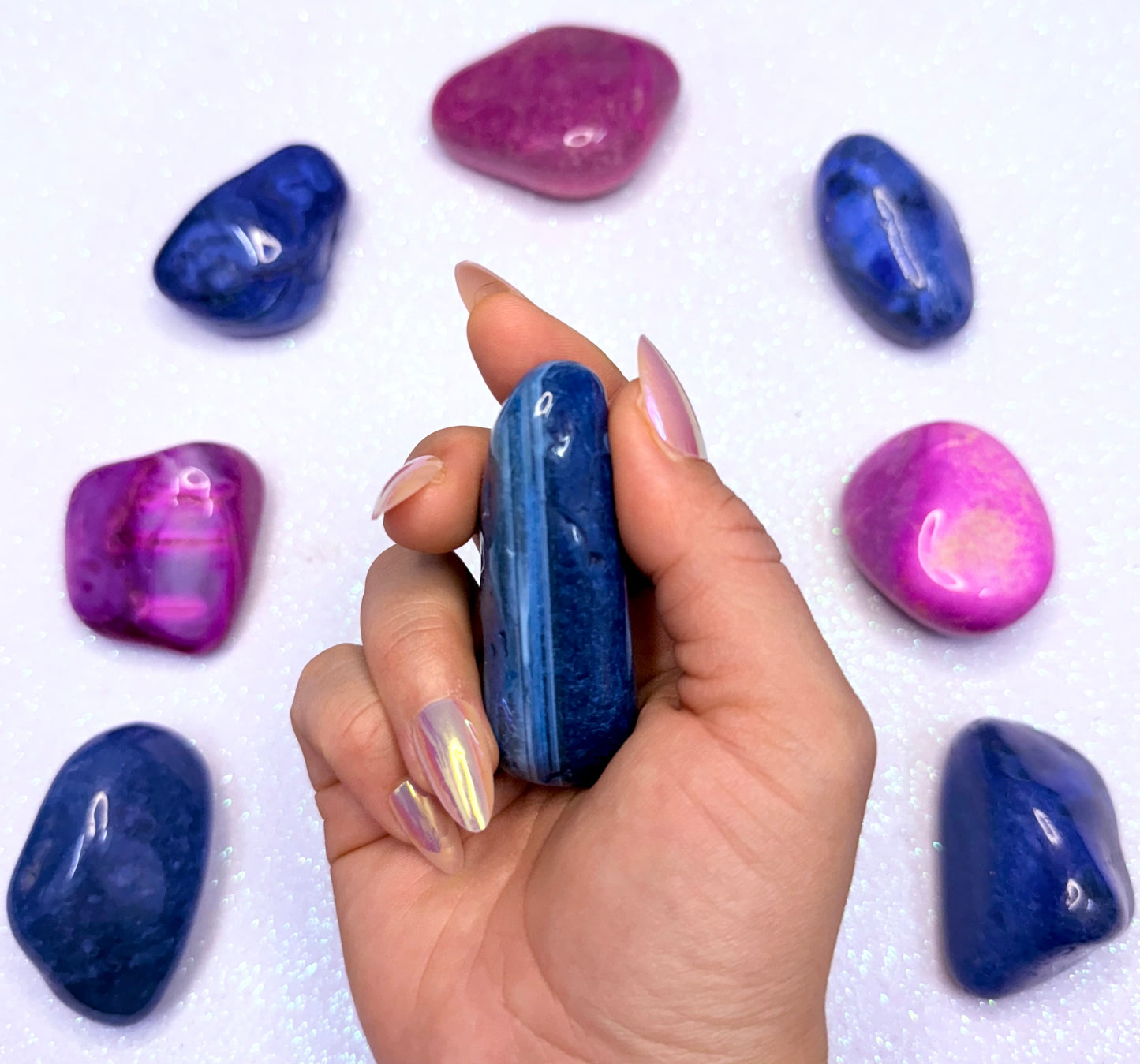 Blue Agate Palm Stone #2