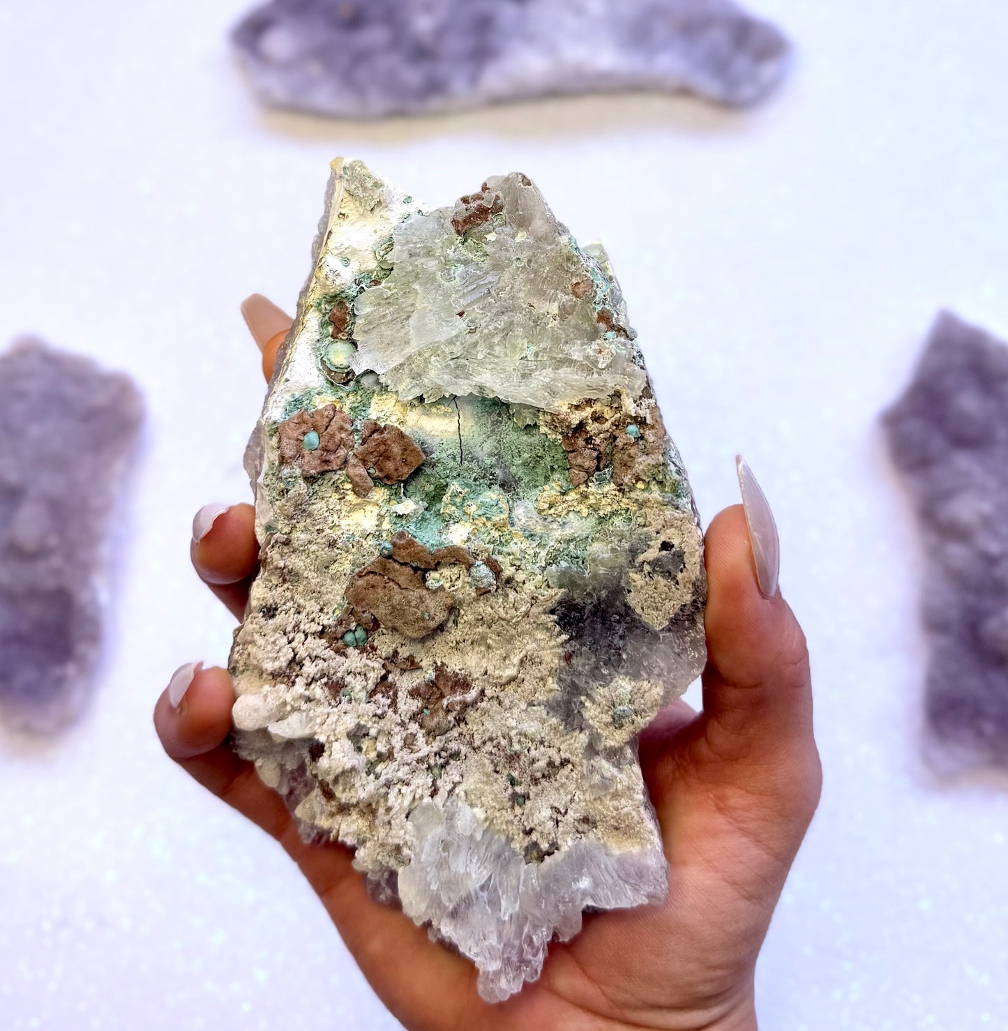 Amethyst Flower with Zeolite Cluster Slice Slab from Madagascar 374g 'Angelica'