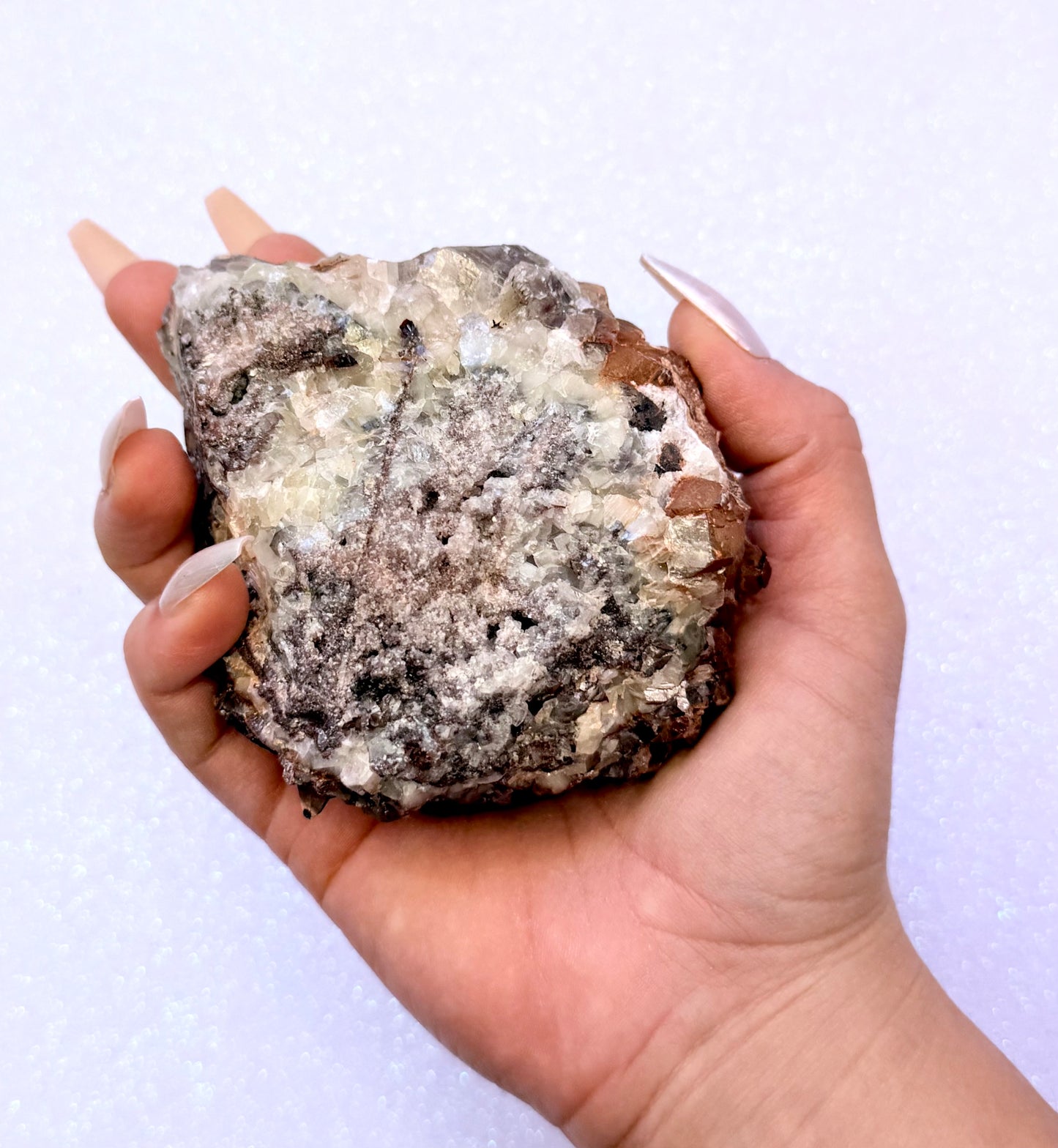Rare Red, White, Brown and Lemon Calcite Dogtooth Cluster From Mexico 467g #2