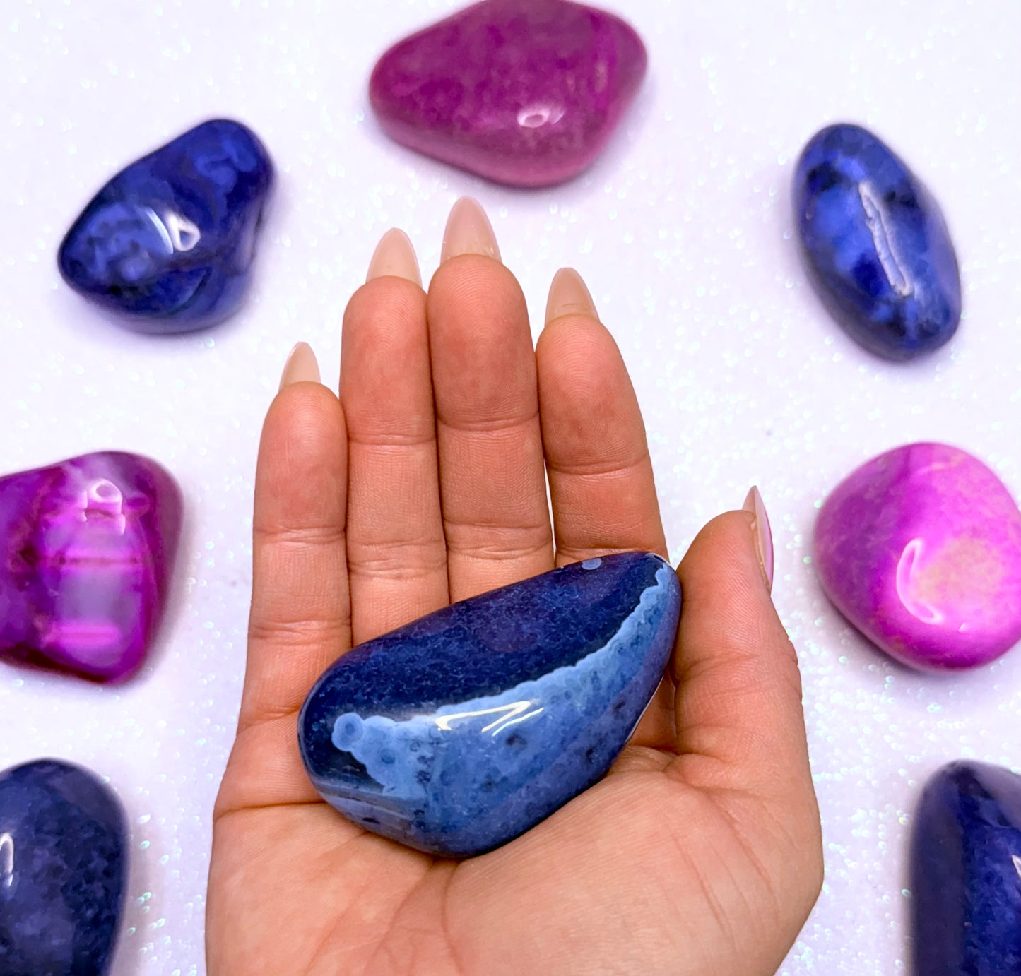 Blue Agate Palm Stone #2