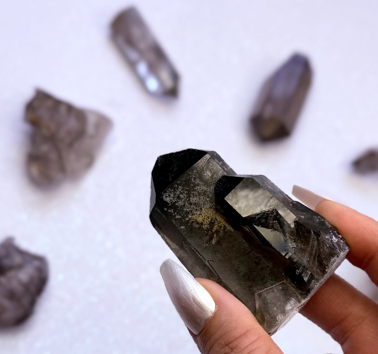 Smoky Quartz Raw Point Generator Standing Tower 101g #2