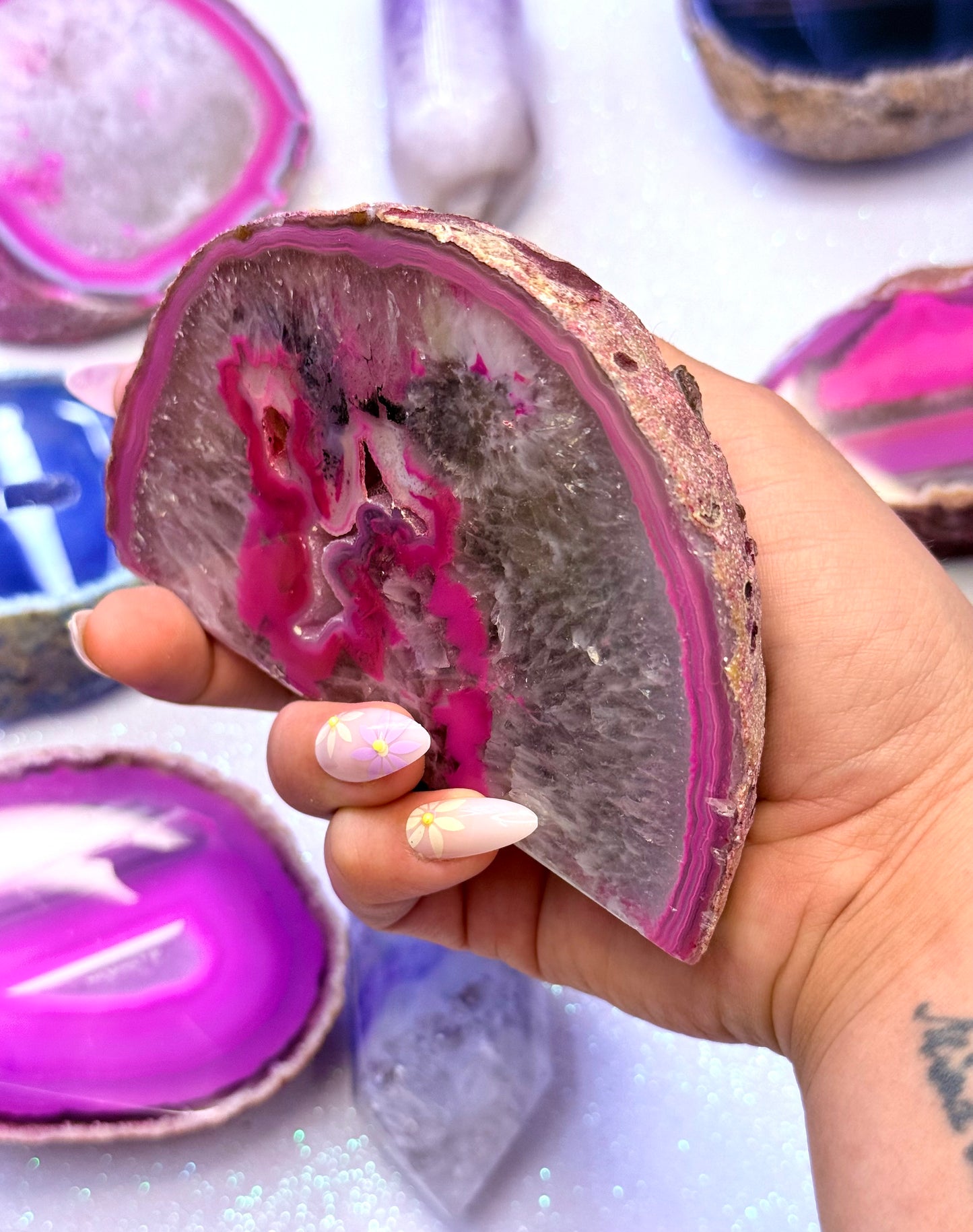 Pink Australian Agate Basecut Freeform Standing Tower Dyed Crystal ‘Petra’ 360g