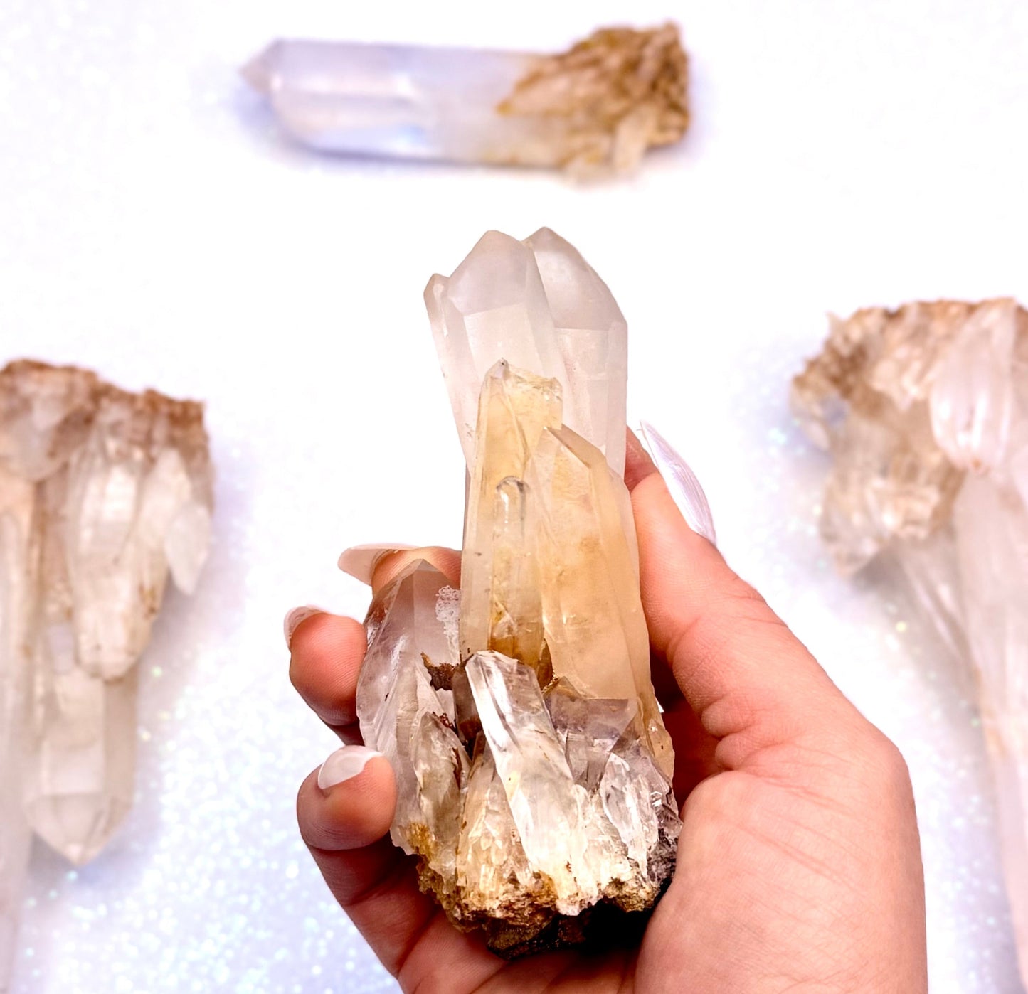 Himalayan Cathedral Clear Golden Quartz Cluster “Haven” 238g