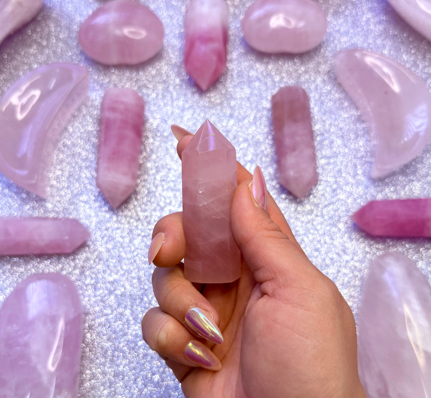 Rose Quartz Point Generator Crystal Tower - 63g