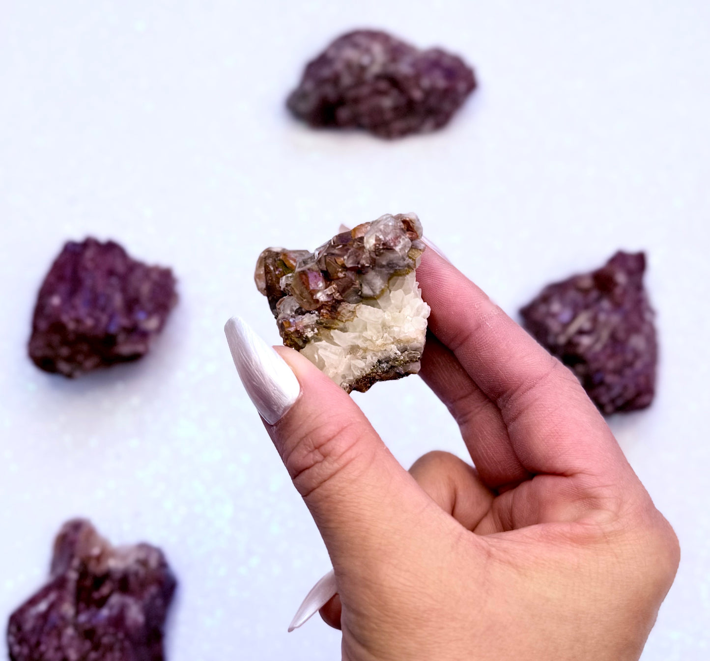 Rare Red, White and Brown Calcite Cluster From Mexico 57g #4