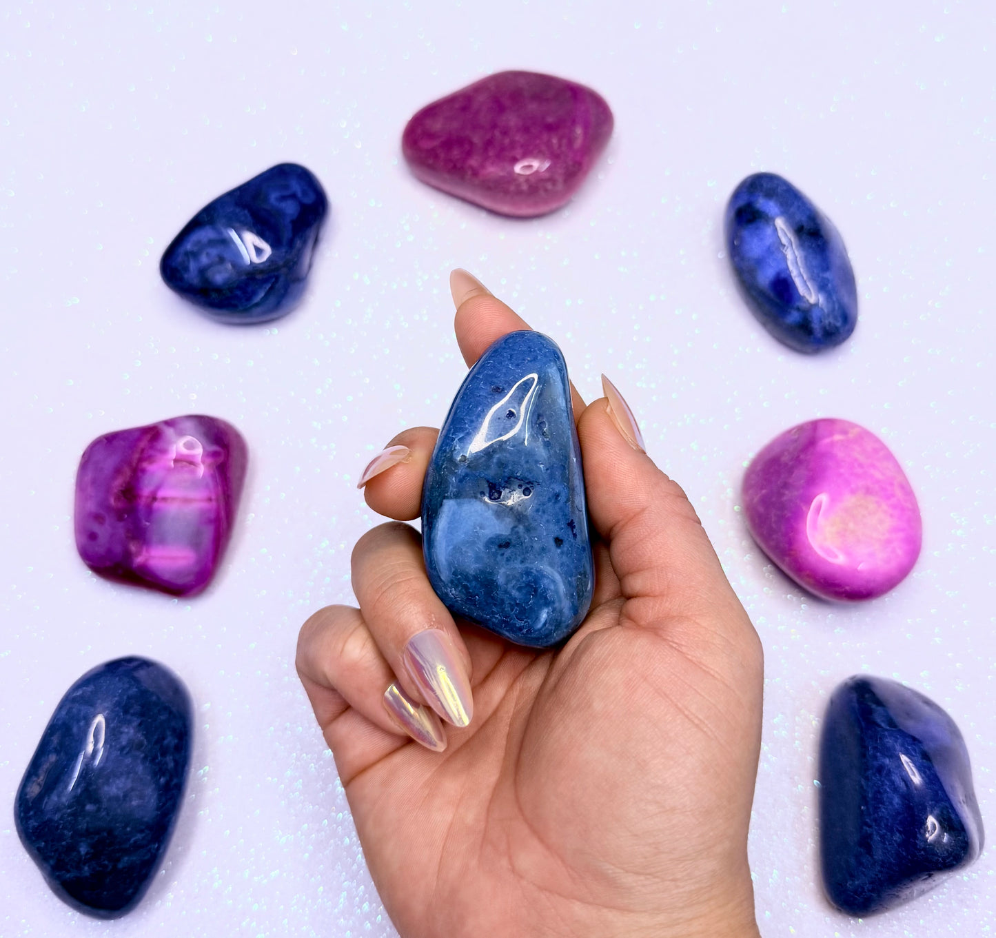 Blue Agate Palm Stone #2