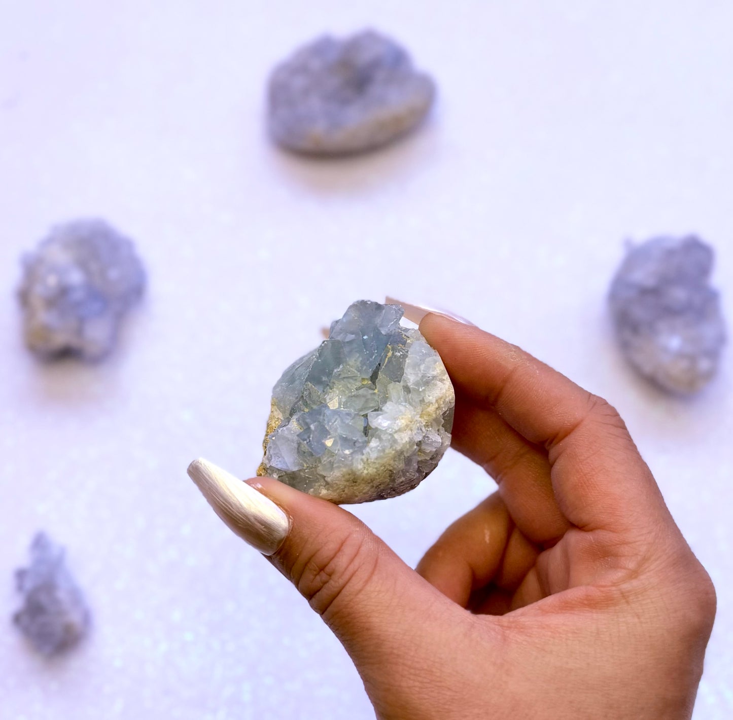 Celestite Cluster Egg 103g #1