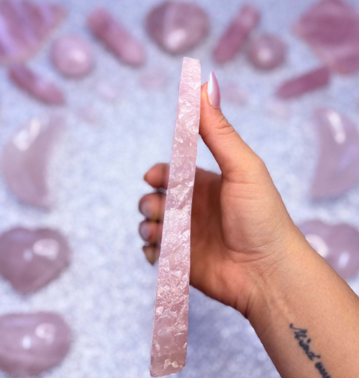 Rose Quartz Polished Slab Slice Crystal - 0.547kg