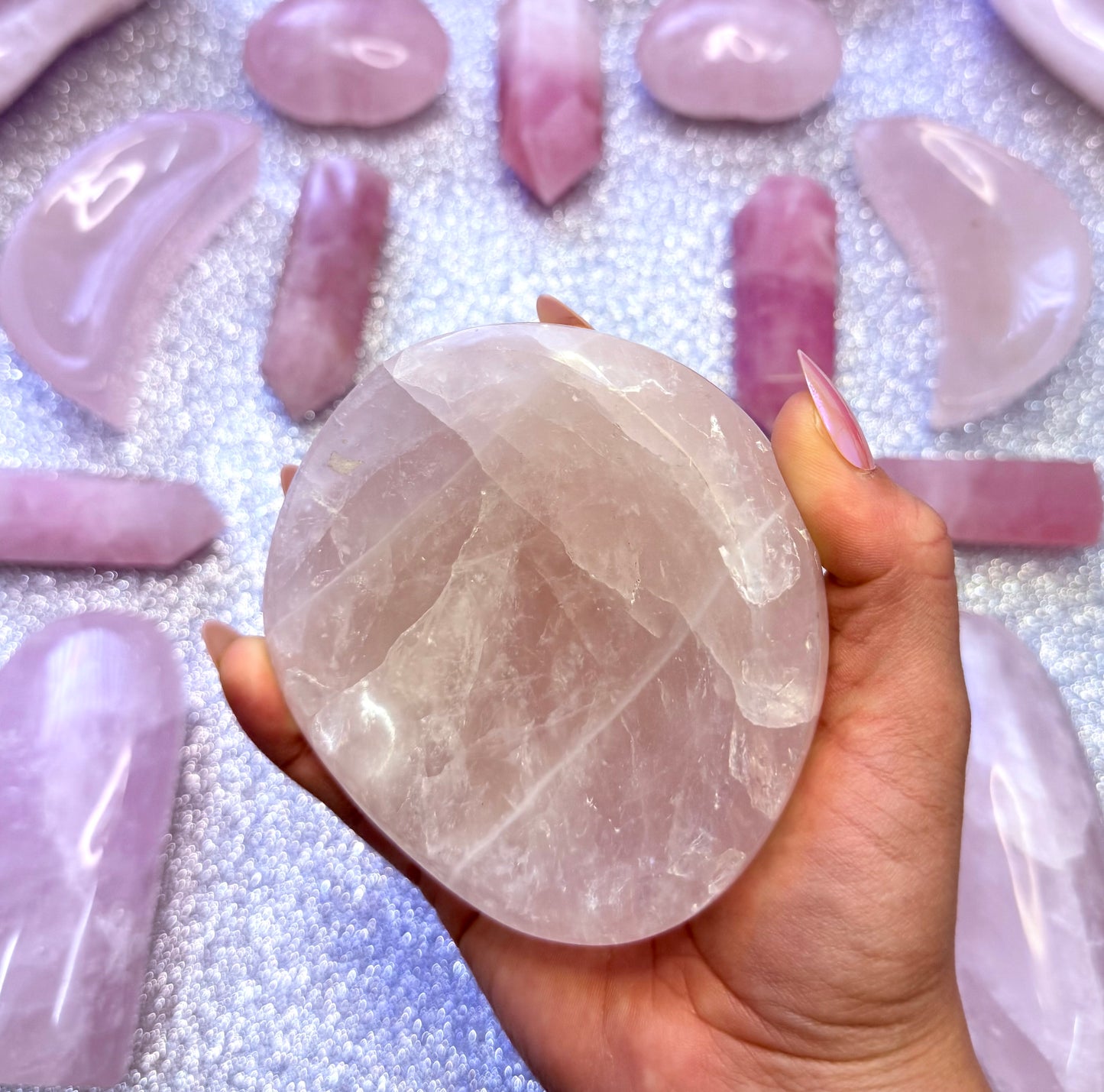 Rose Quartz Polished Crystal Bowl - 0.538kg