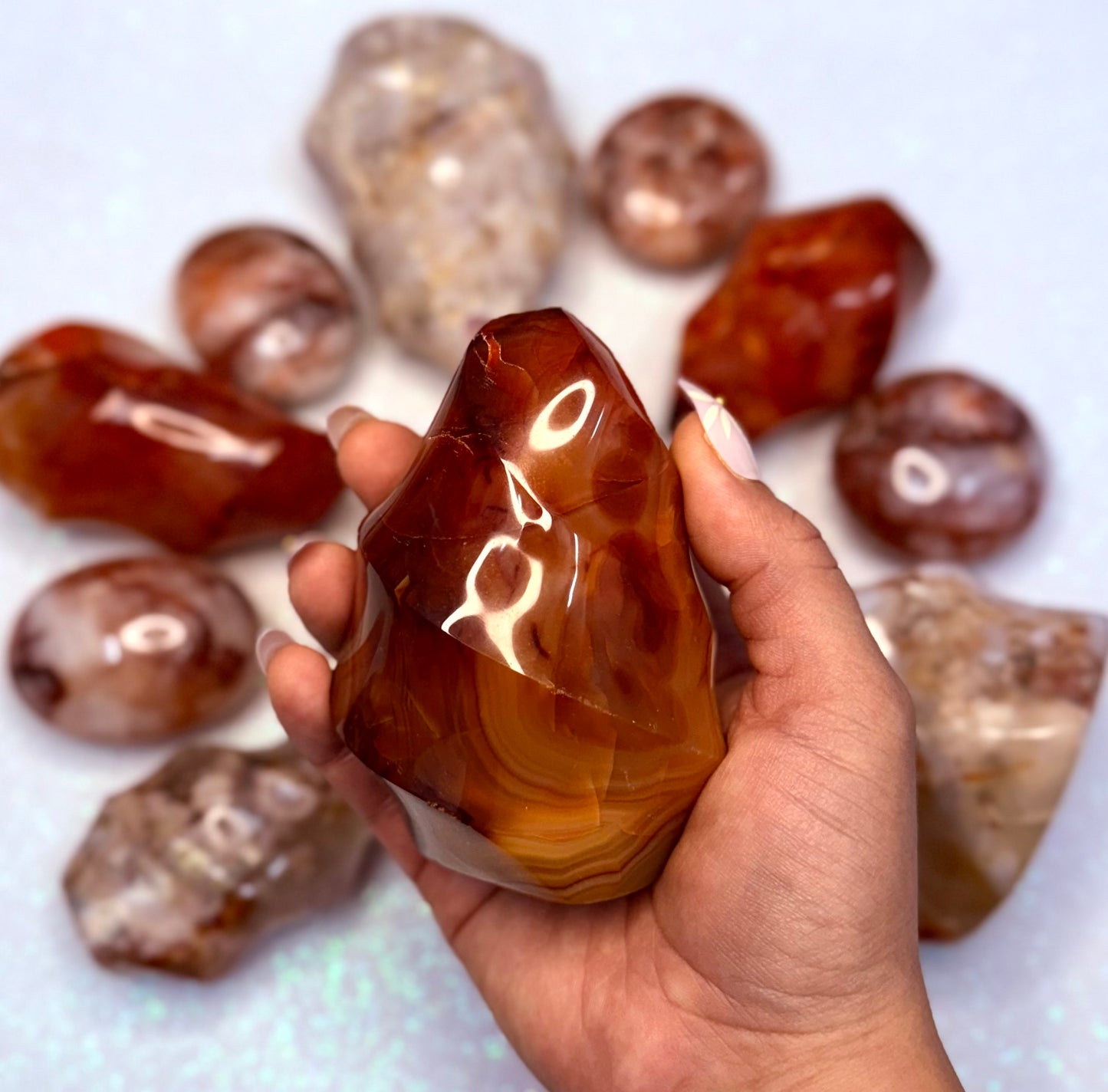 Carnelian Flame Freeform Crystal Tower ‘Charlie’ 423g