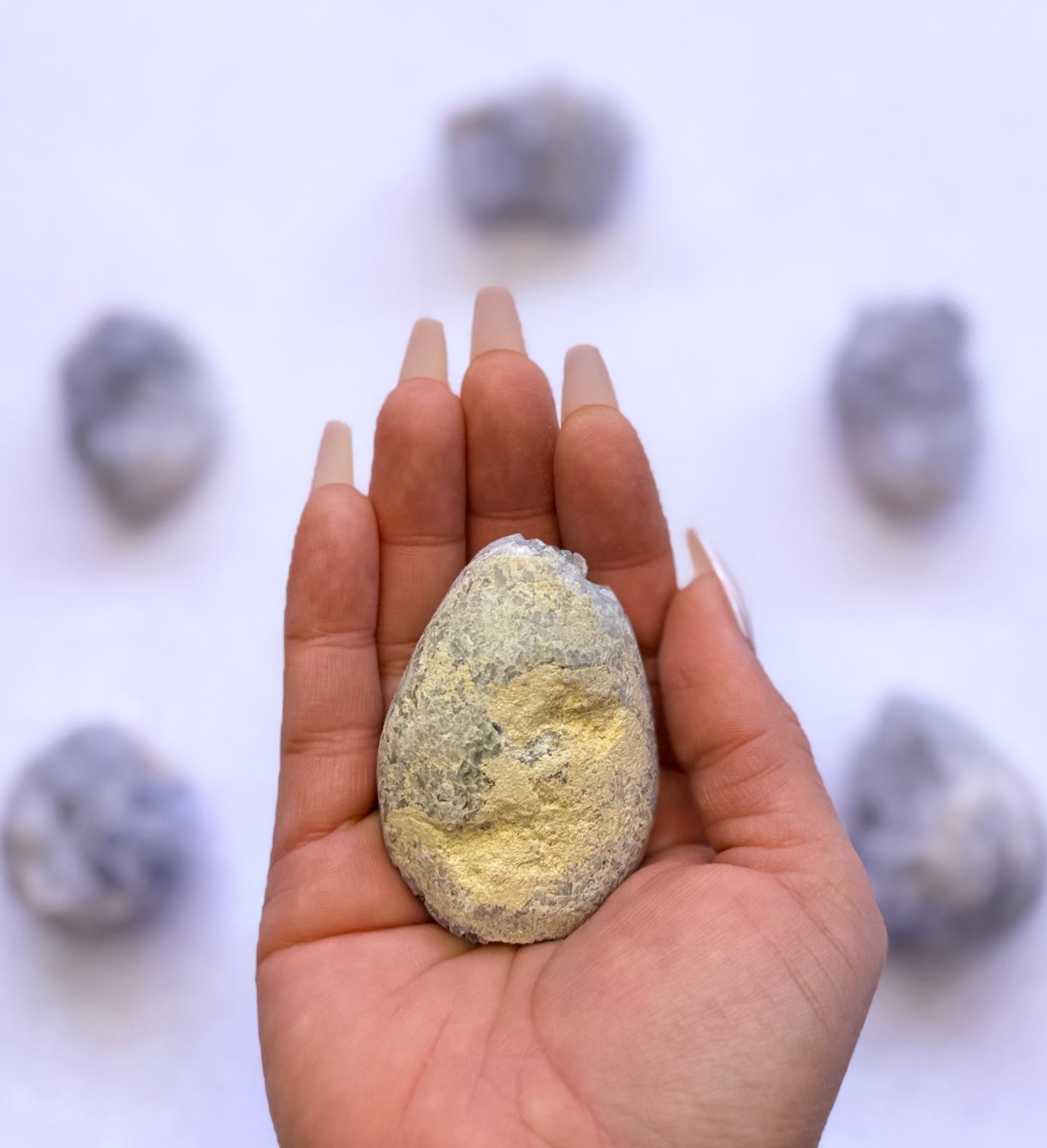 Celestite Cluster Egg 109g #4