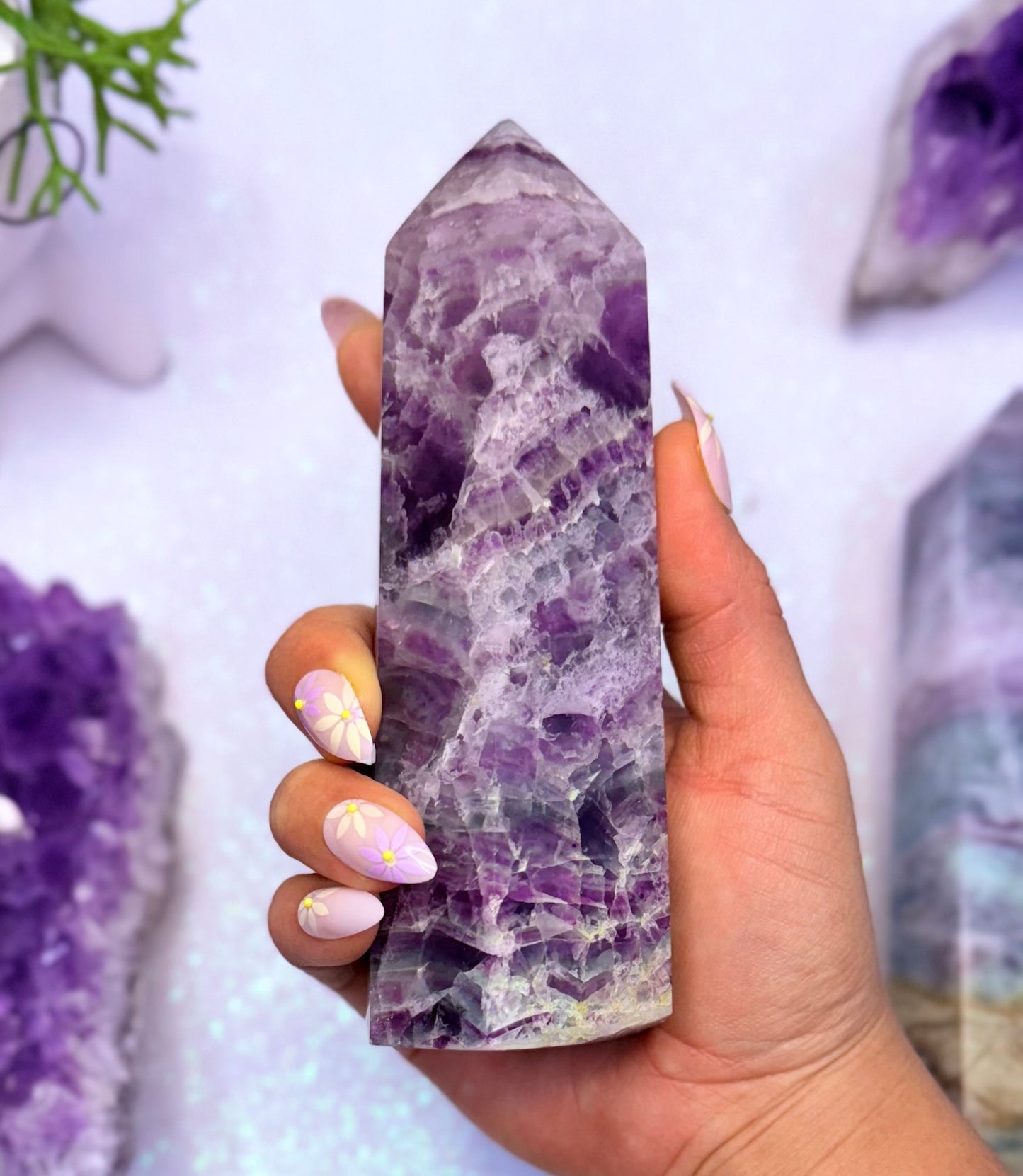 Rainbow Fluorite Point Tower Generator ‘Farah’ 0.658kg