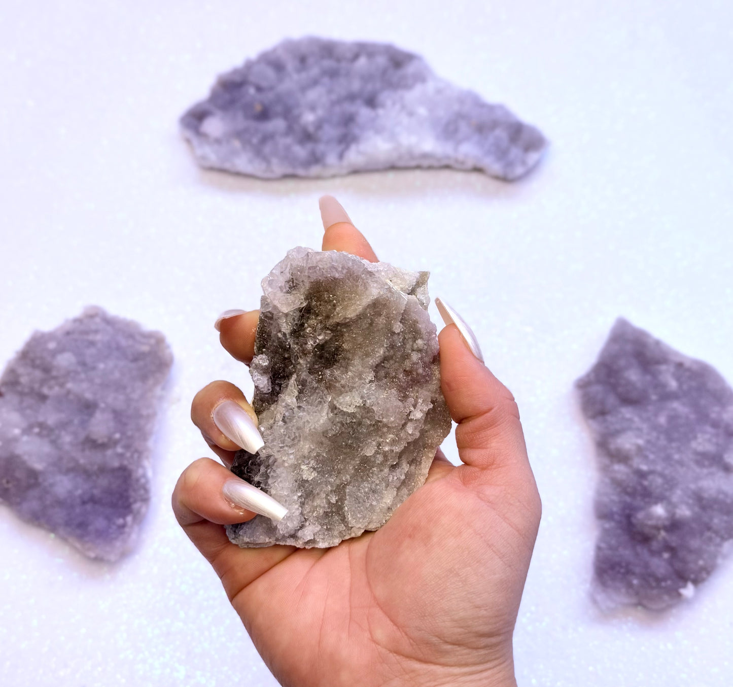 Amethyst Flower with Zeolite Cluster Slice Slab from Madagascar 142g 'Ally'
