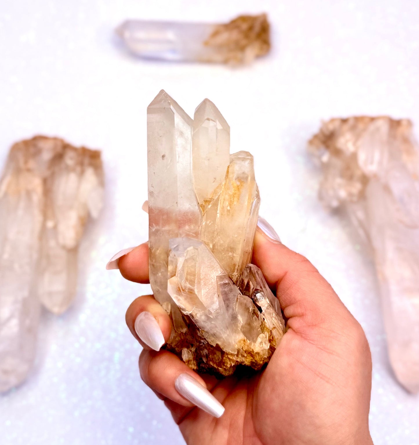 Himalayan Cathedral Clear Golden Quartz Cluster “Haven” 238g