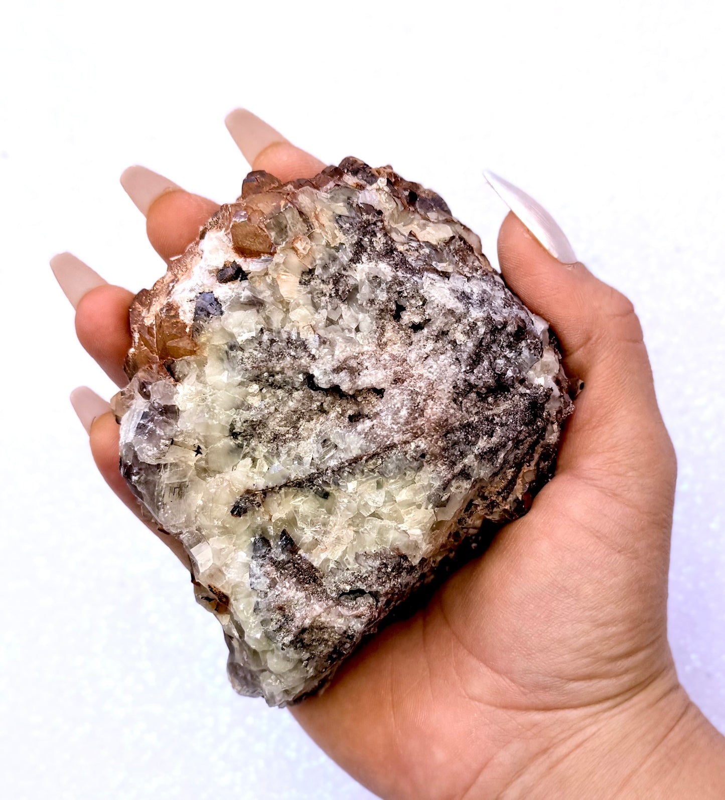Rare Red, White, Brown and Lemon Calcite Dogtooth Cluster From Mexico 467g #2