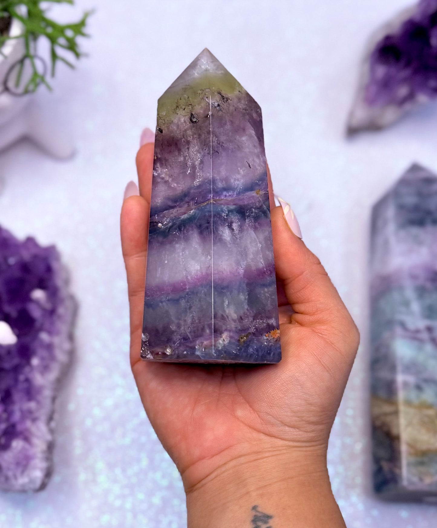 Rainbow Fluorite 601g Point Tower Crystal Generator ‘Freya’ 0.601kg