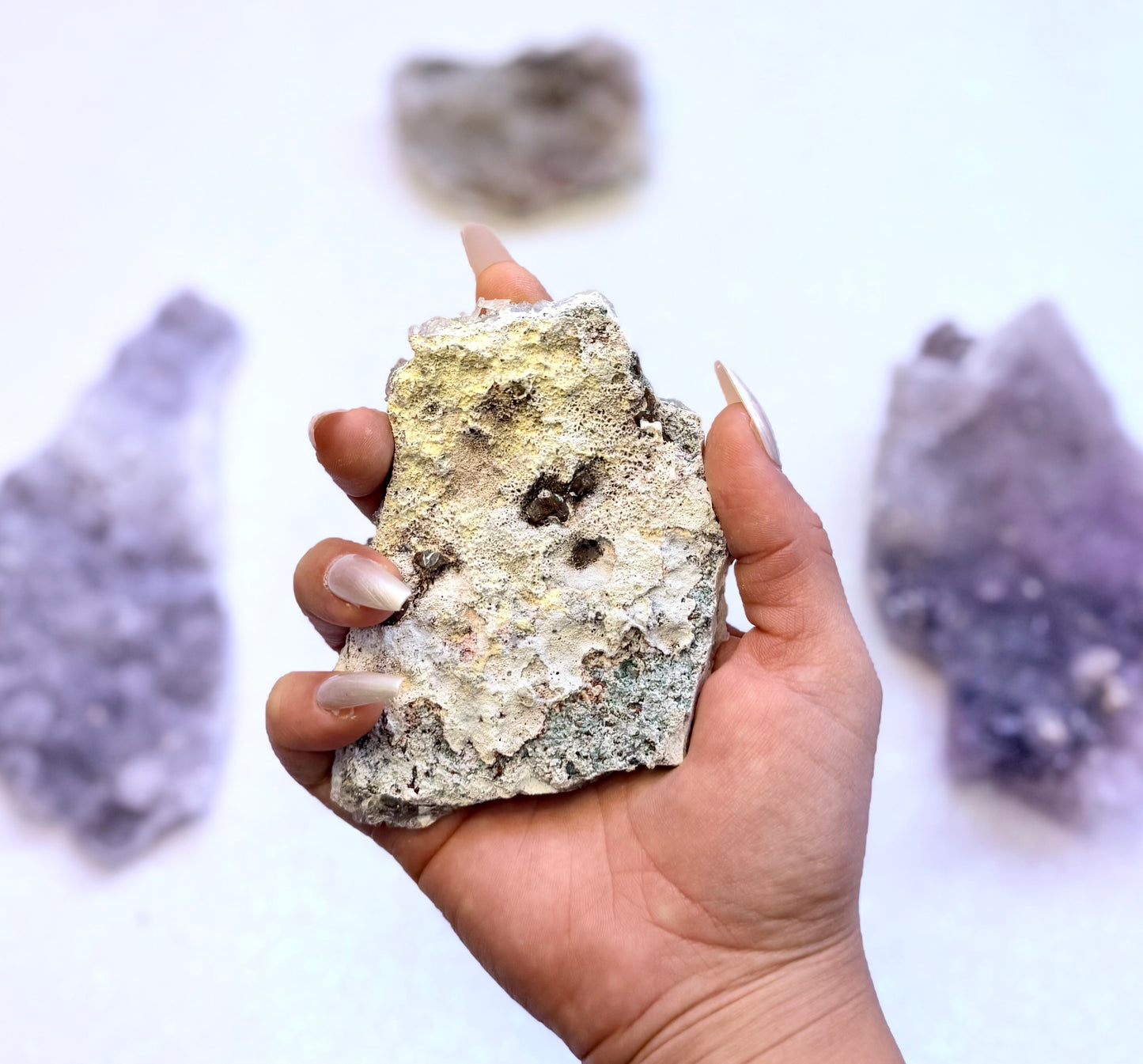 Amethyst Flower with Zeolite Cluster Slice Slab from Madagascar 140g 'Aurora'
