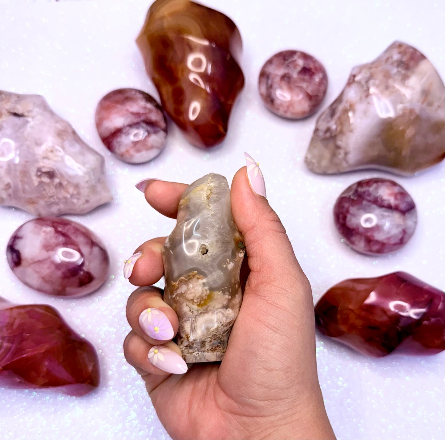 Flower Agate Freeform Flame Tower Crystal ‘Fiona’ 175g