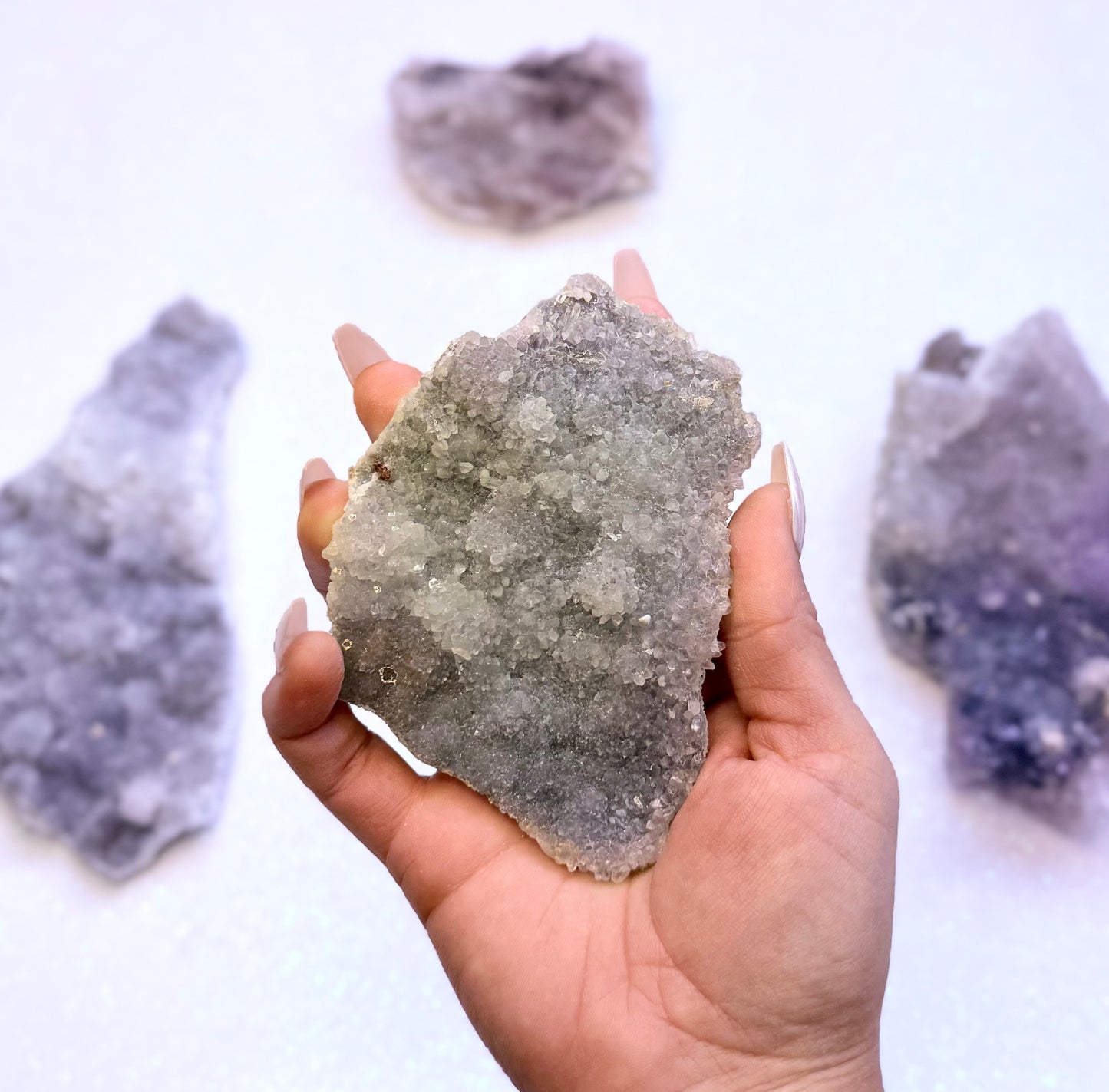 Amethyst Flower with Zeolite Cluster Slice Slab from Madagascar 140g 'Aurora'