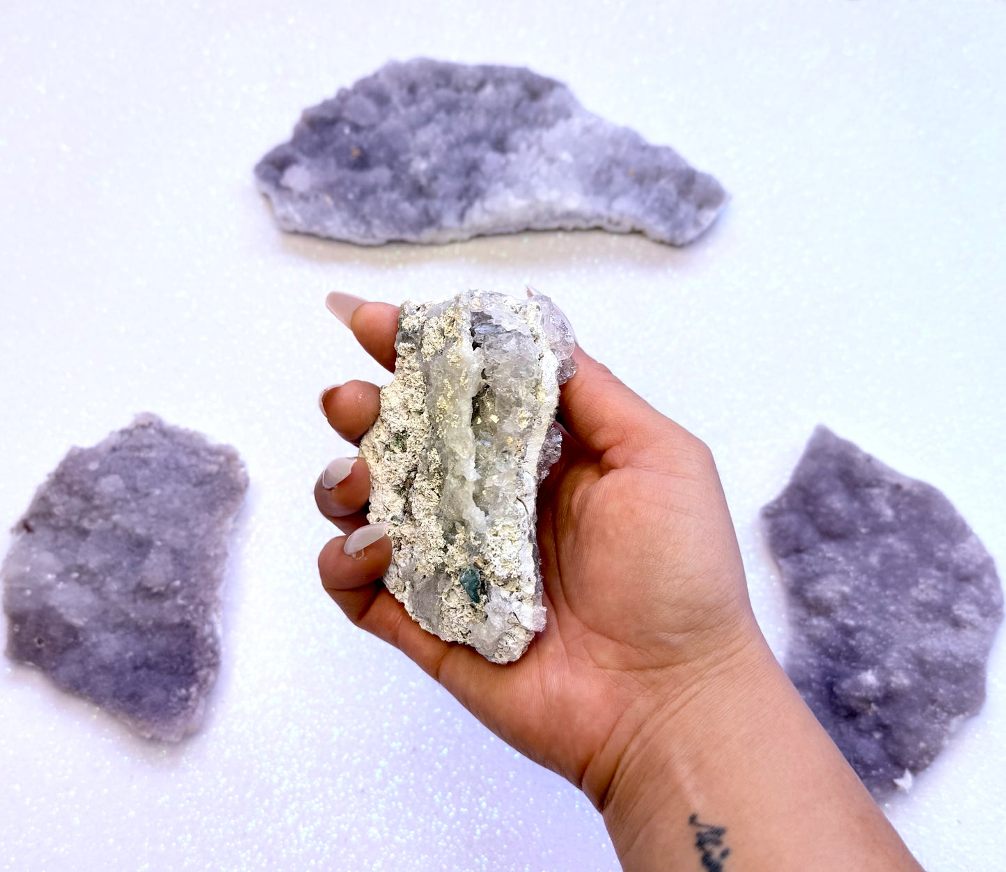 Amethyst Flower with Zeolite Cluster Slice Slab from Madagascar 142g 'Ally'