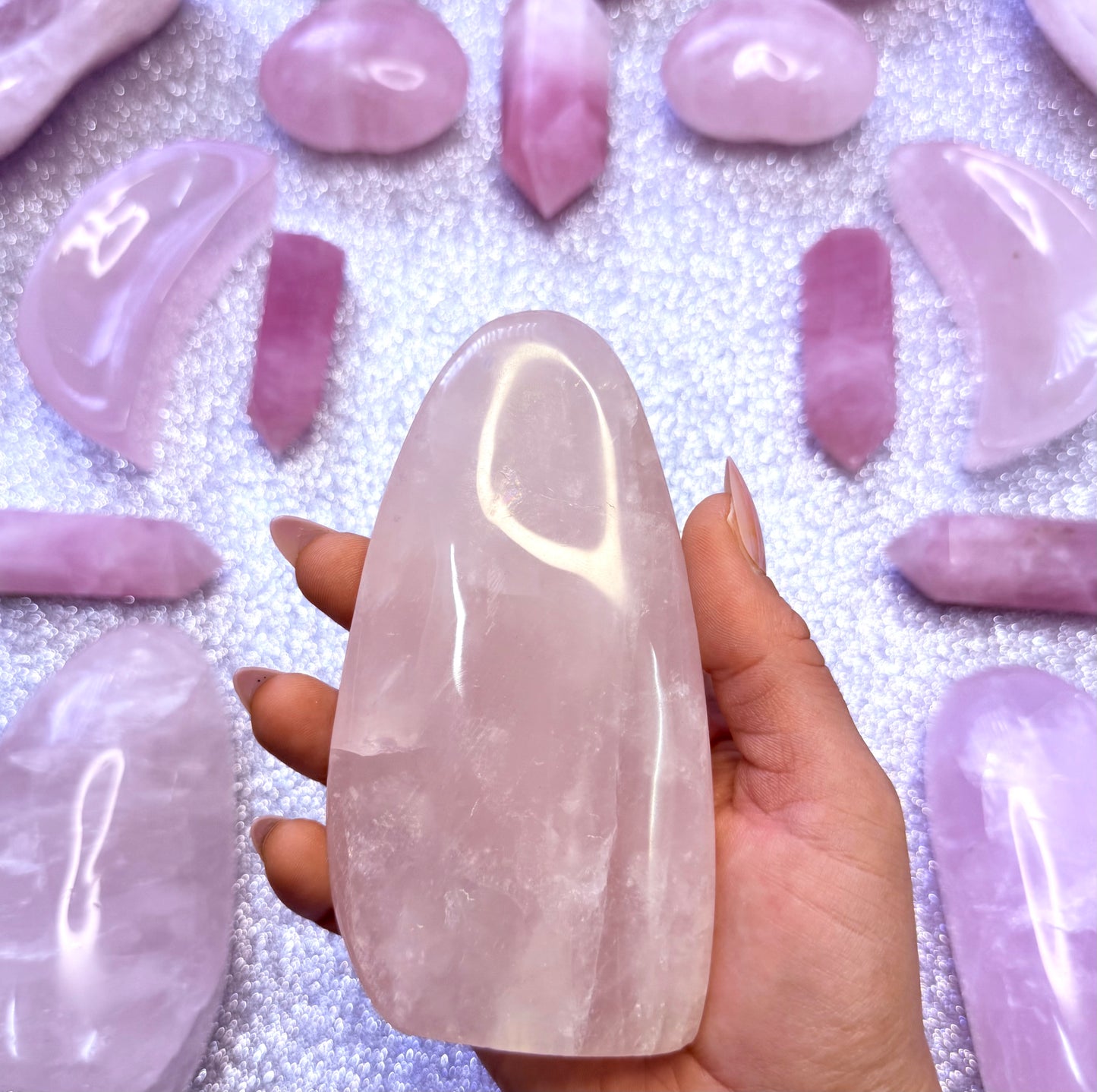 Rose Quartz Large Freeform Crystal Tower 475g
