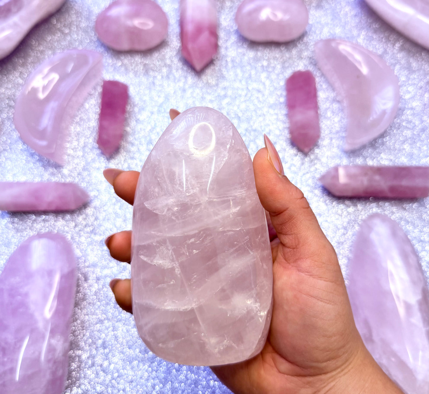 Rose Quartz Large Freeform Crystal Tower 0.595kg