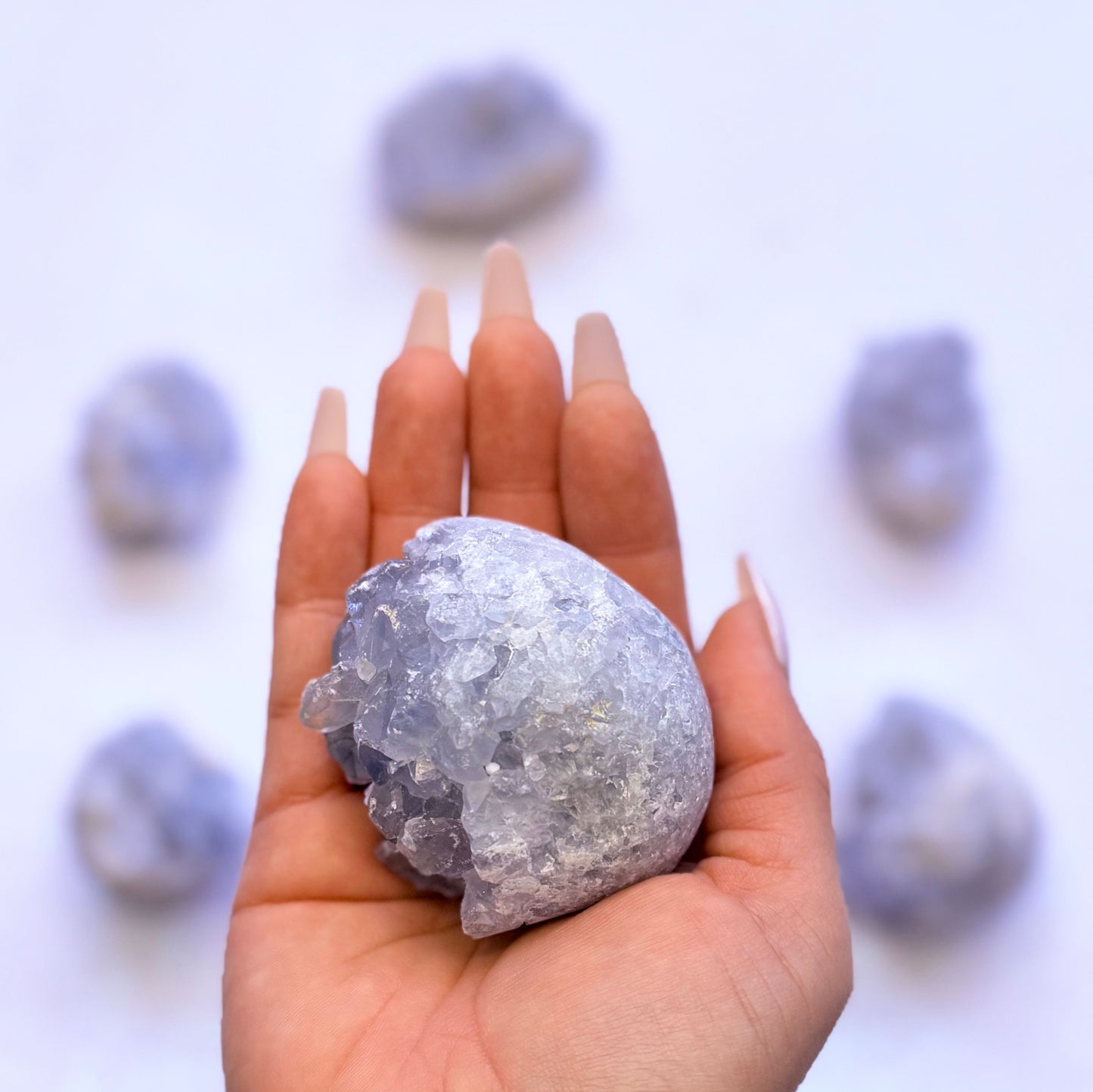 Celestite Cluster Egg 246g #5