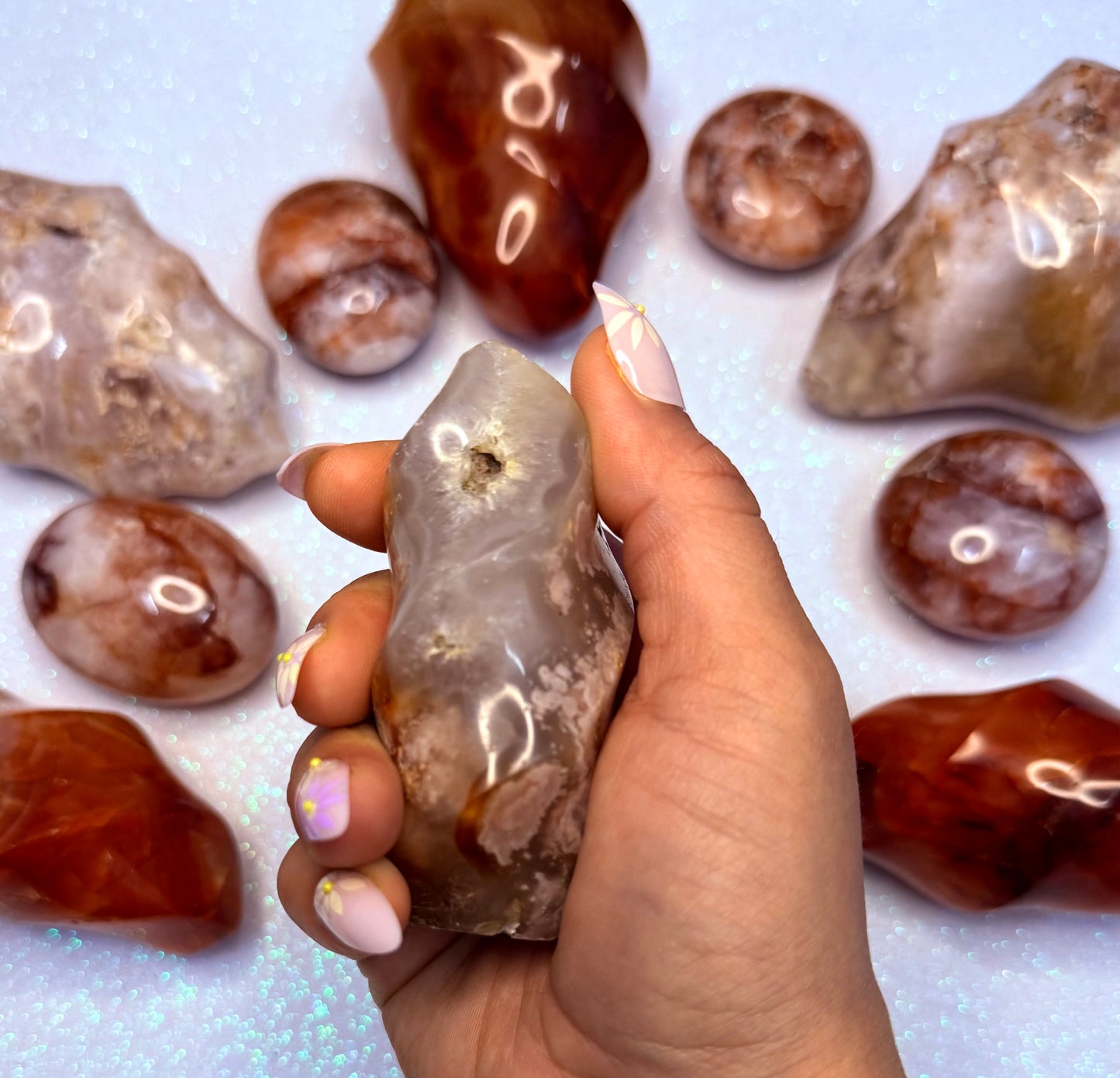 Flower Agate Freeform Flame Tower Crystal ‘Fiona’ 175g