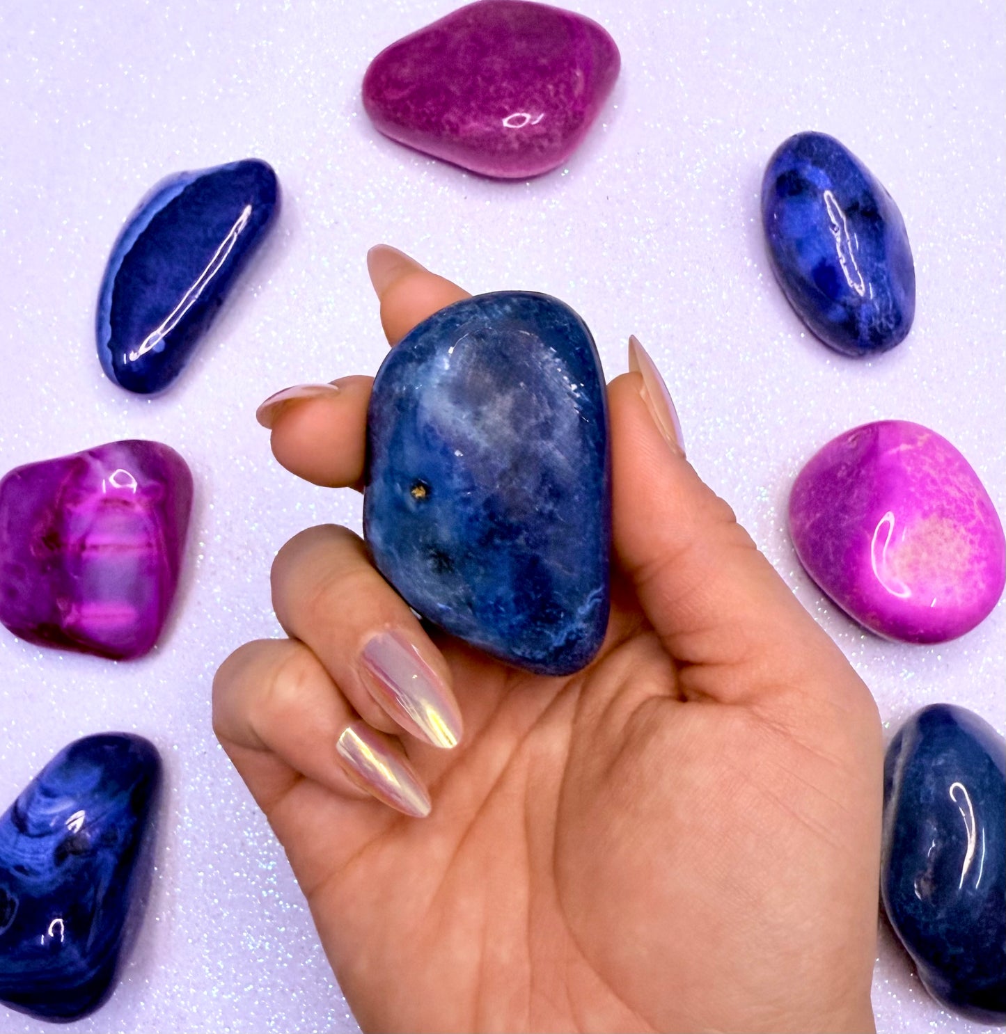 Blue Agate Dyed Palm Stone #5