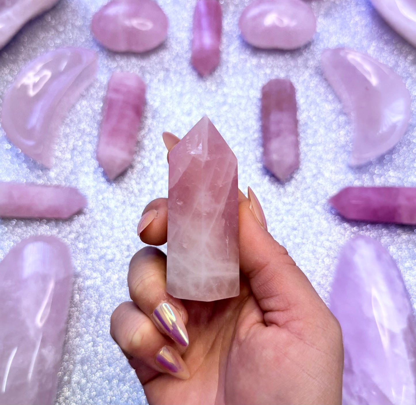 Rose Quartz Point Generator Crystal Tower - 112g