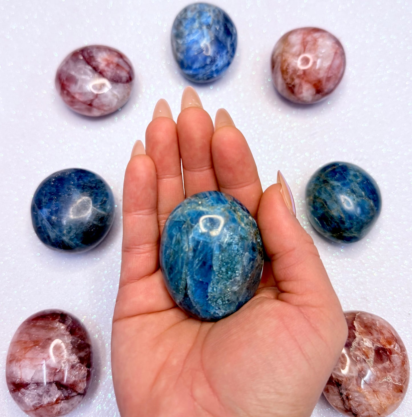 Blue Apatite Palm Stone 103g #7