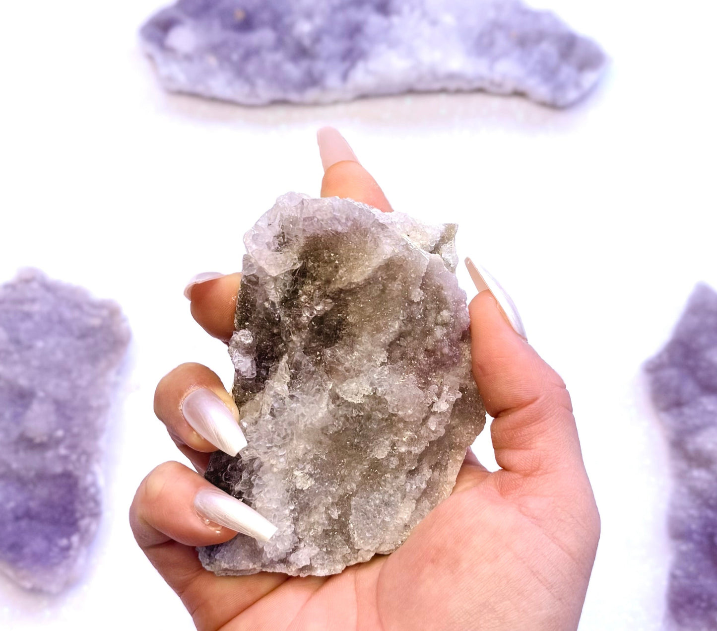 Amethyst Flower with Zeolite Cluster Slice Slab from Madagascar 142g 'Ally'