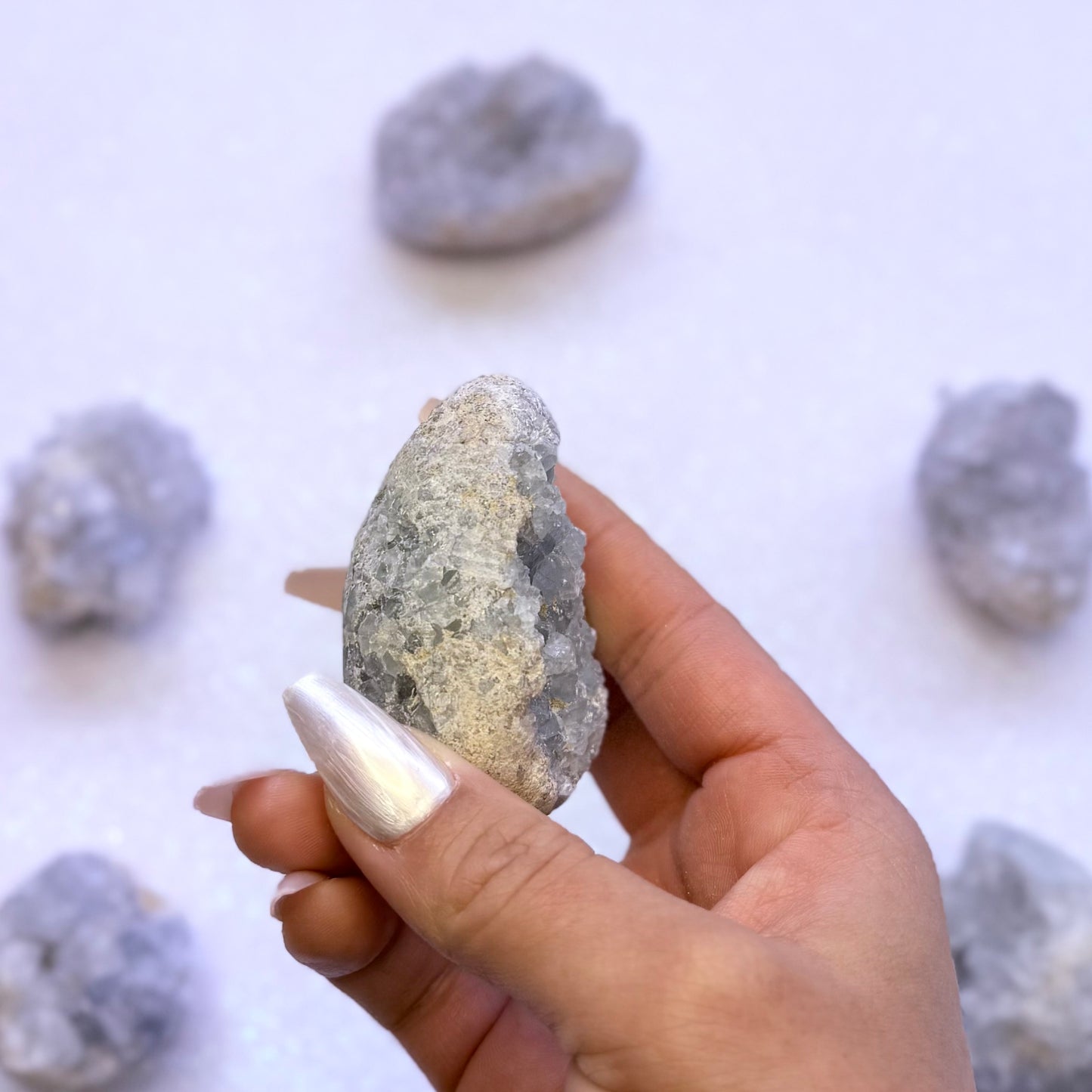 Celestite Cluster Egg 127g #3