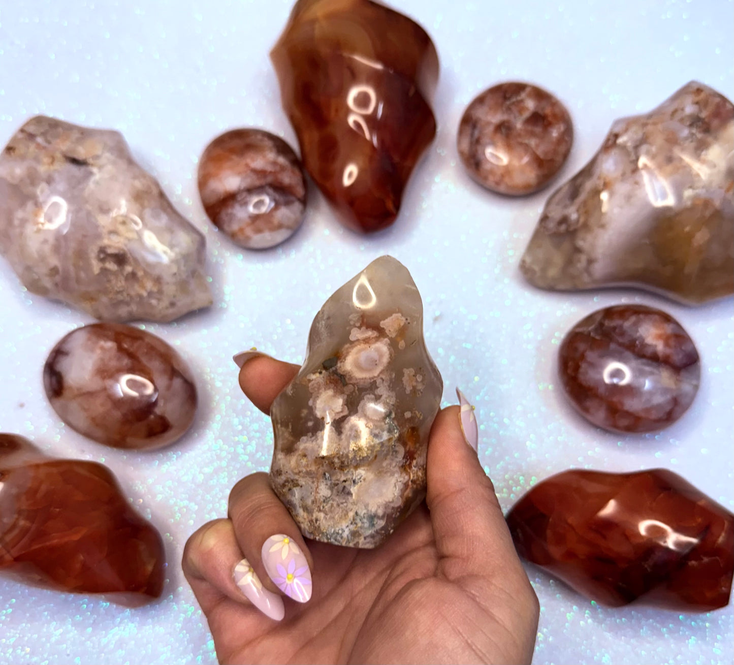 Flower Agate Freeform Flame Tower Crystal ‘Fiona’ 175g