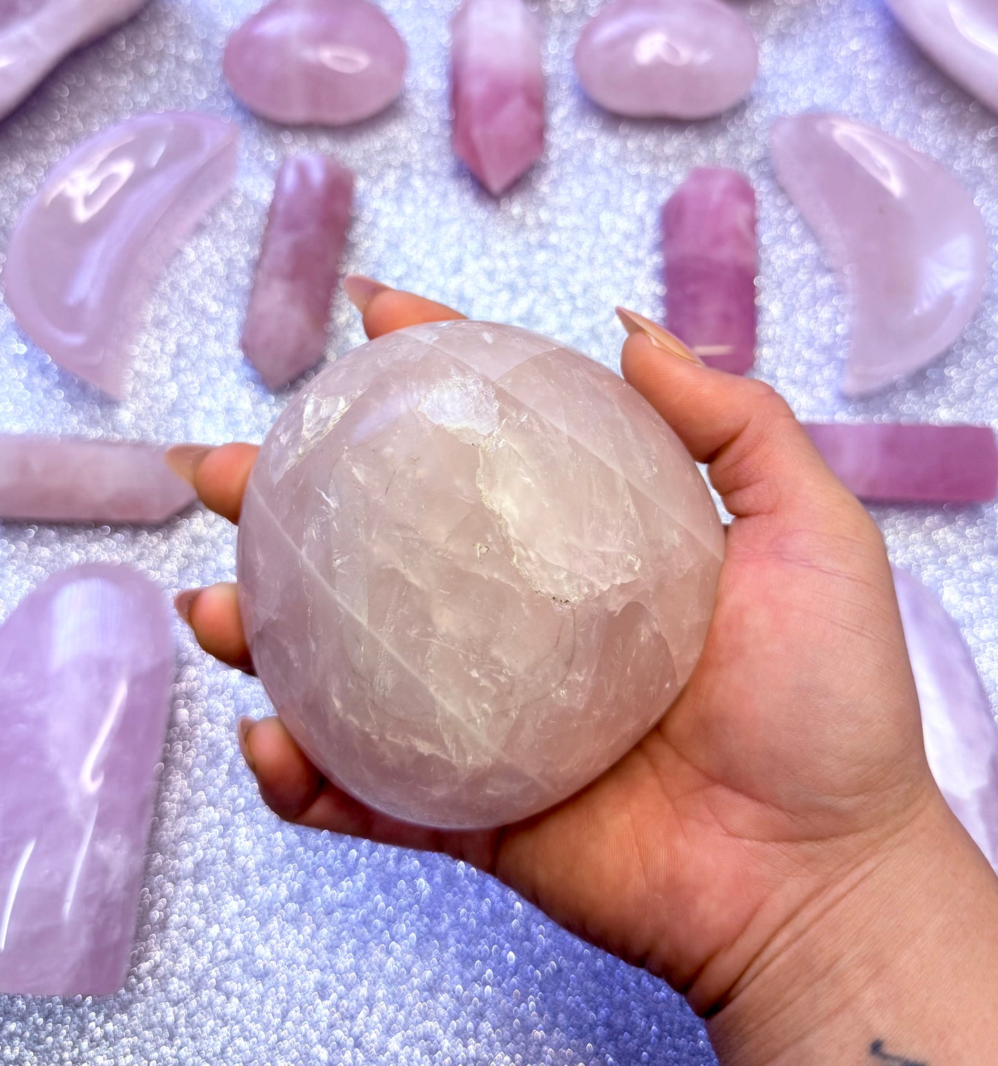 Rose Quartz Polished Crystal Bowl - 0.538kg