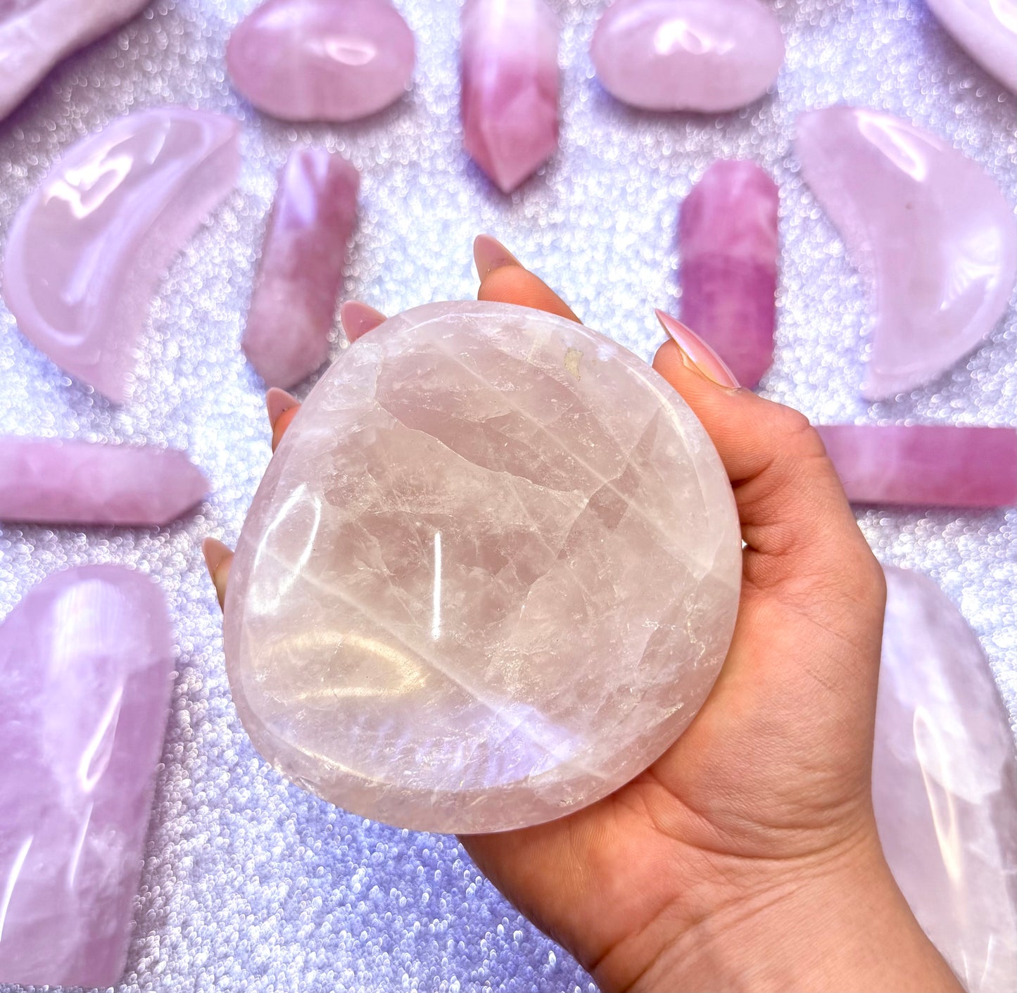 Rose Quartz Polished Crystal Bowl - 0.538kg