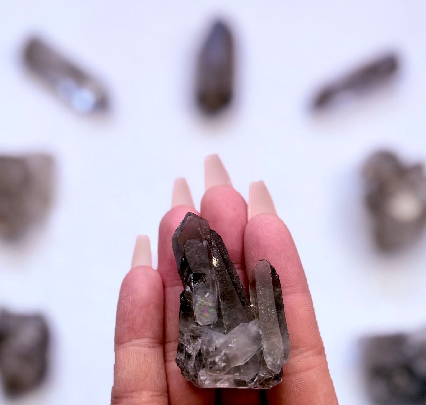Smoky Quartz Raw Point Generator Standing Tower 35g #4