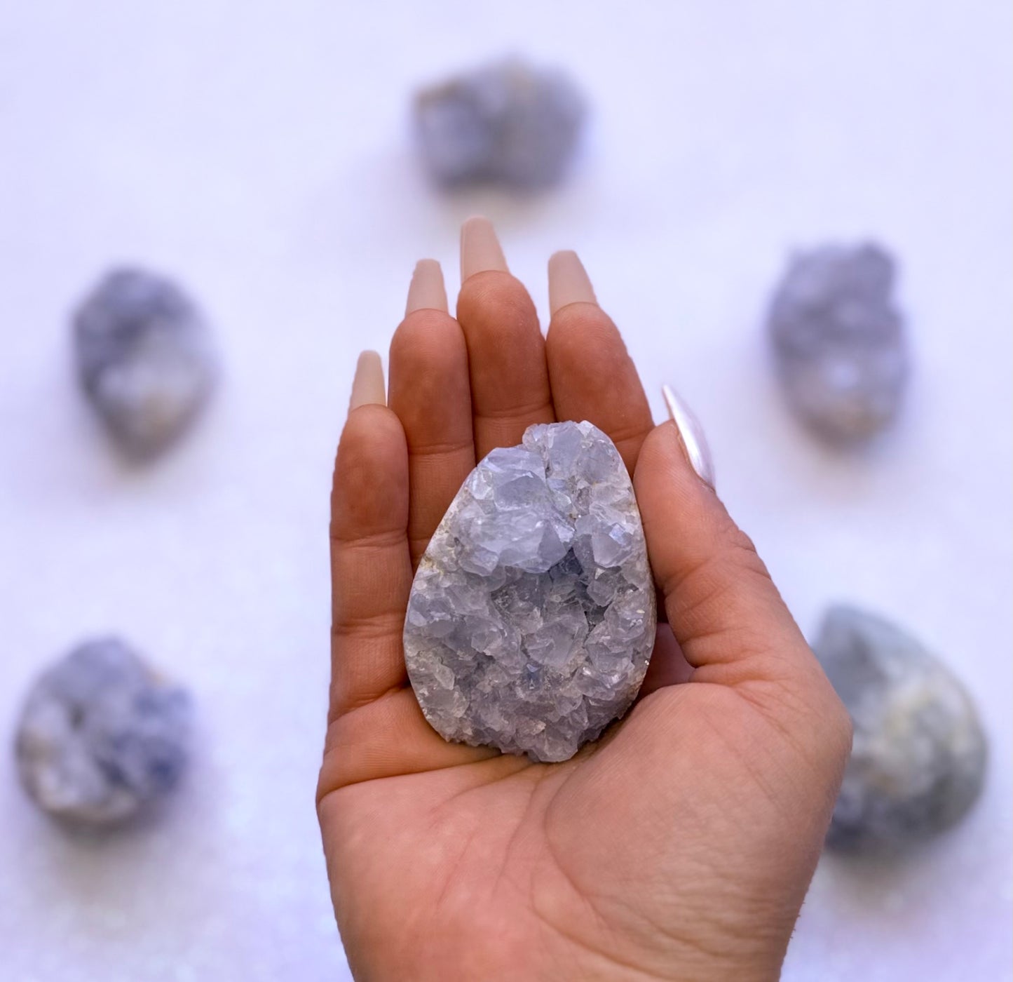 Celestite Cluster Egg 109g #4