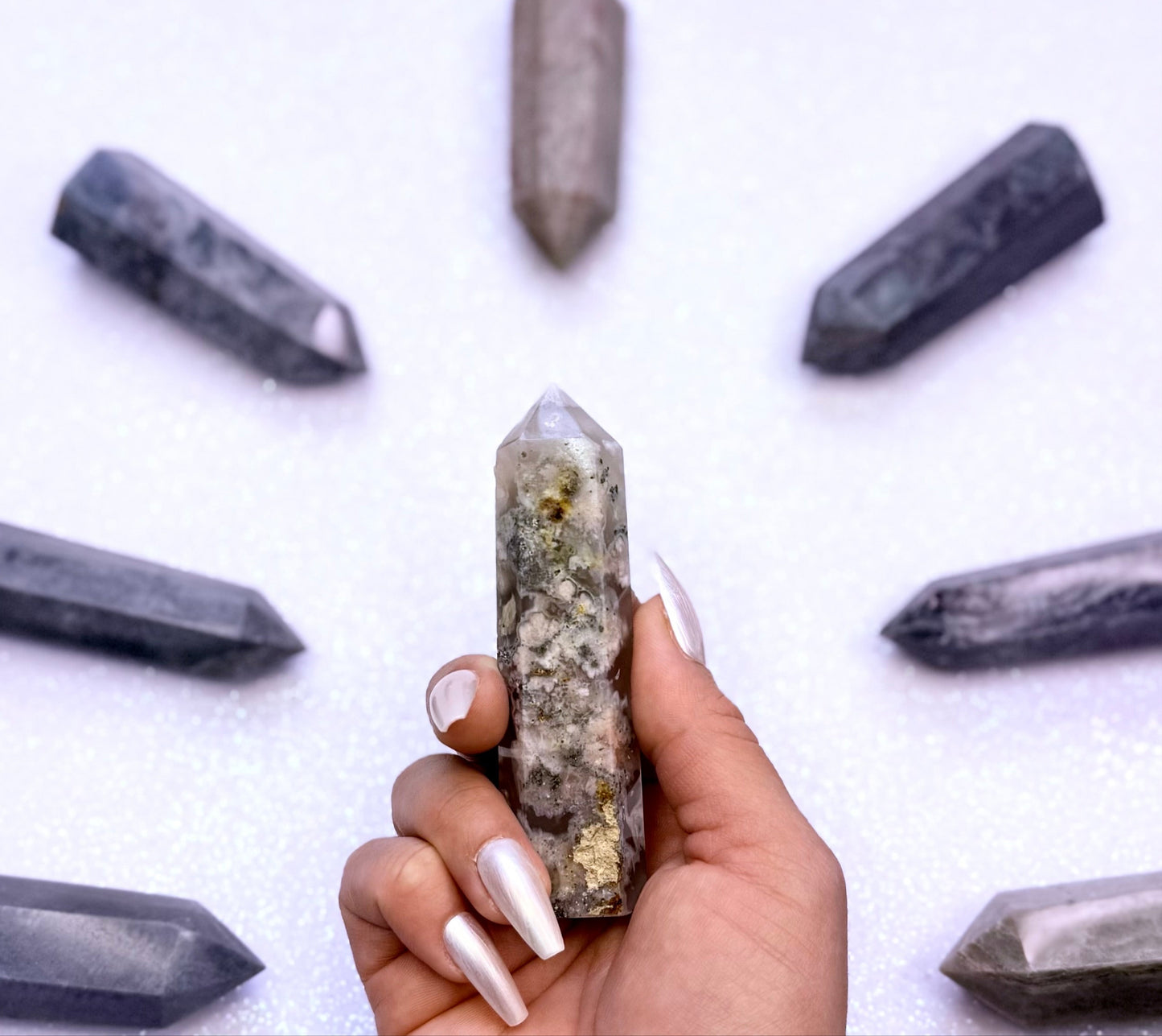 Flower Agate Point Generator Tower 80g #7