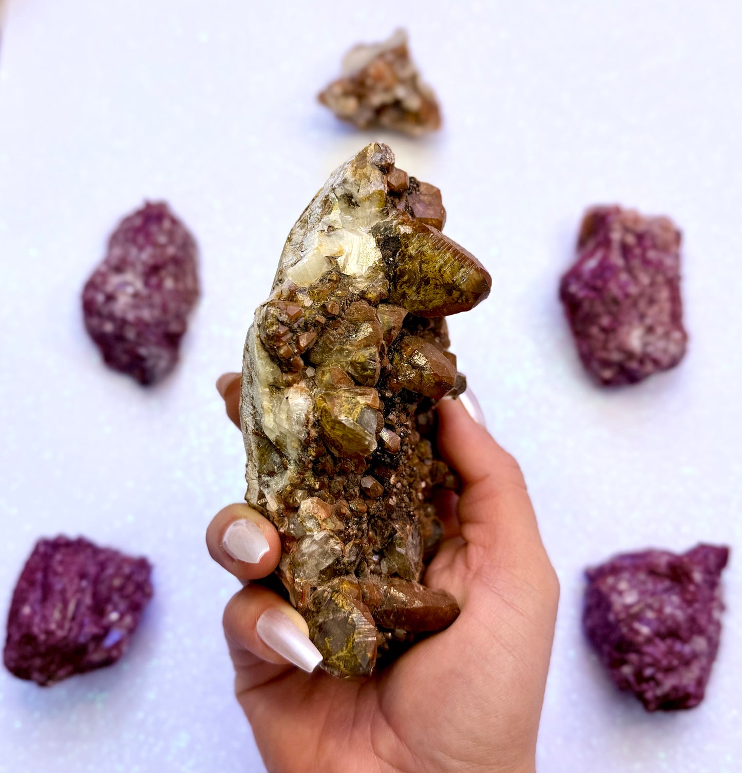 Rare Red, White, Brown and Lemon Calcite Dogtooth Cluster From Mexico 0.517kg #3