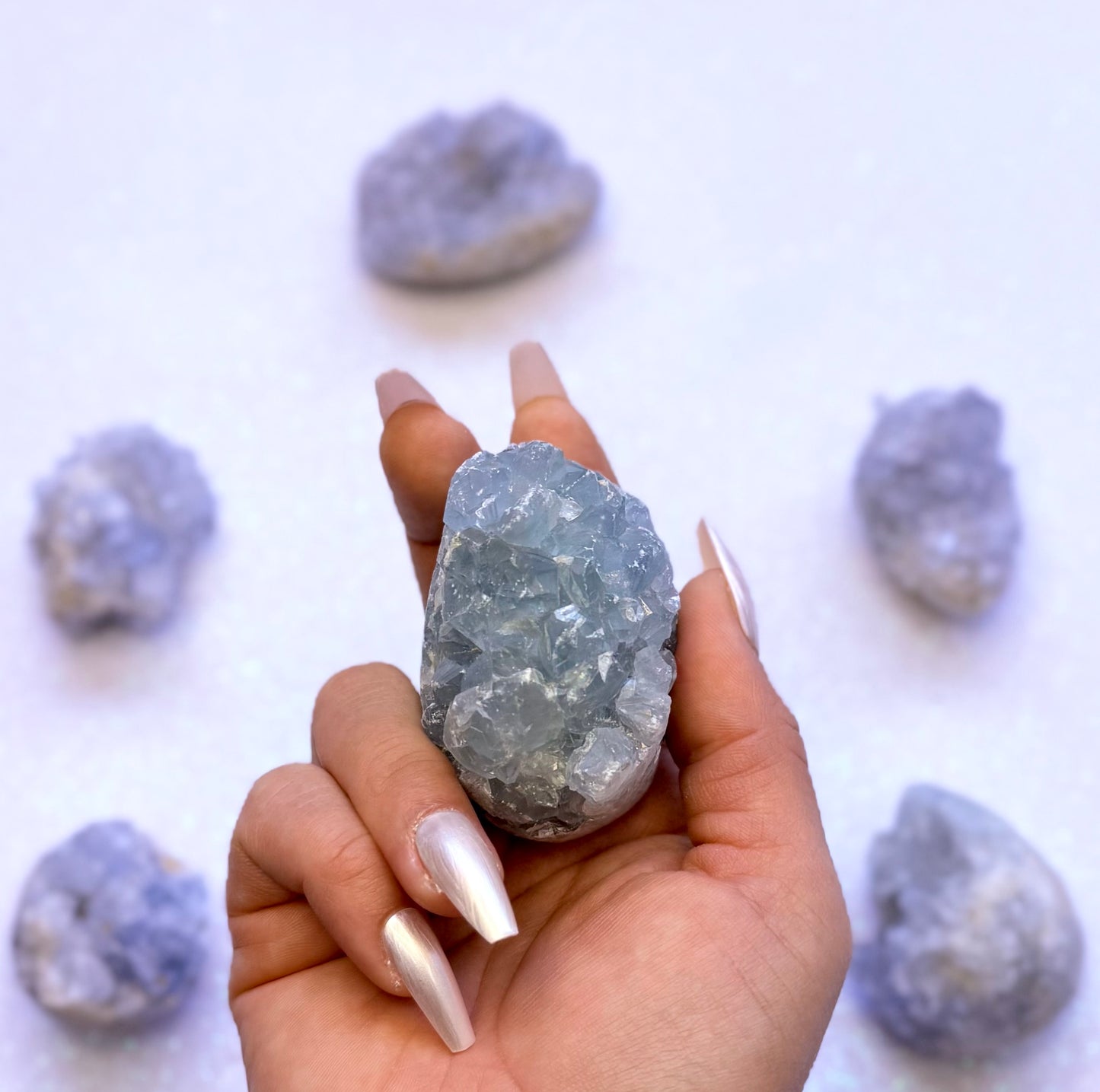 Celestite Cluster Egg 246g #5