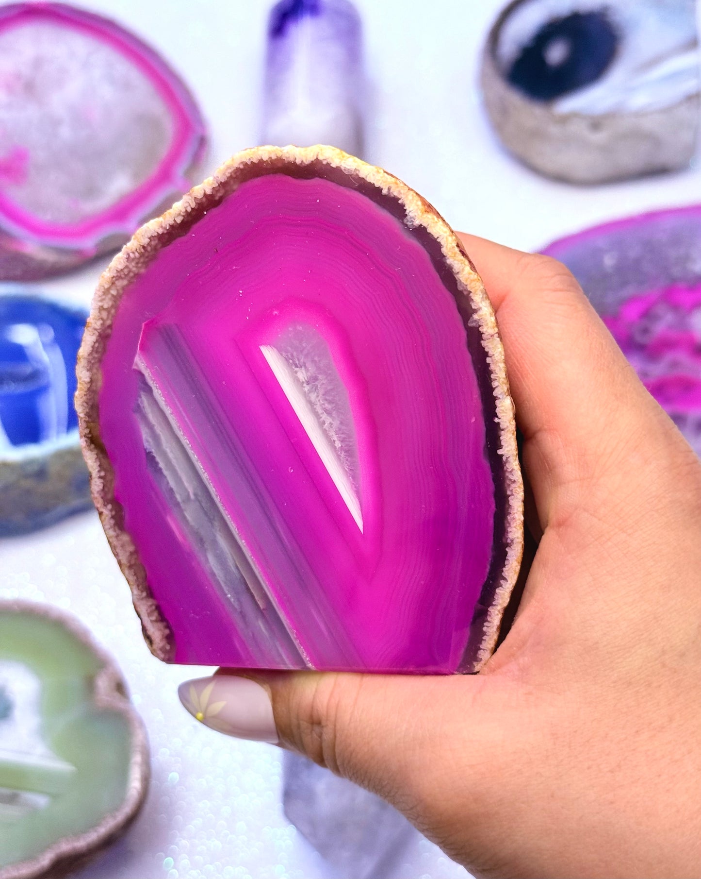 Pink Agate Basecut Freeform Standing Tower Dyed Crystal ‘Paige’ 366g