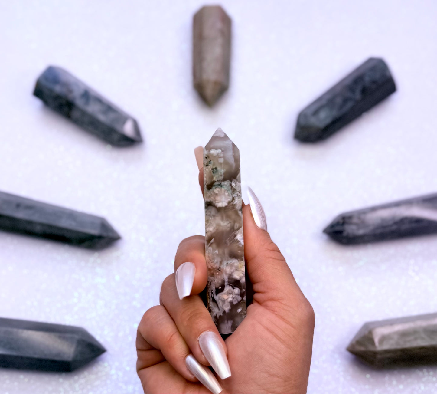 Flower Agate Point Generator Tower 80g #7
