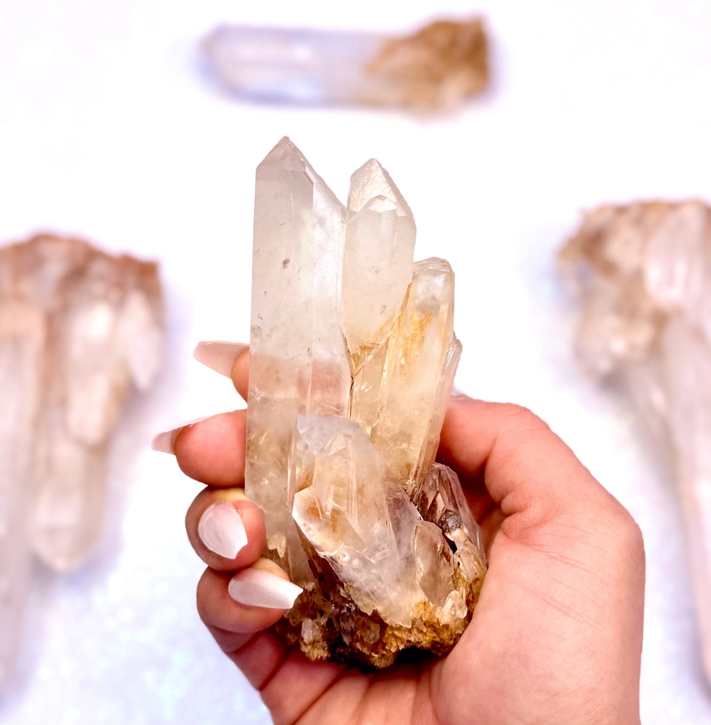 Himalayan Cathedral Clear Golden Quartz Cluster “Haven” 238g