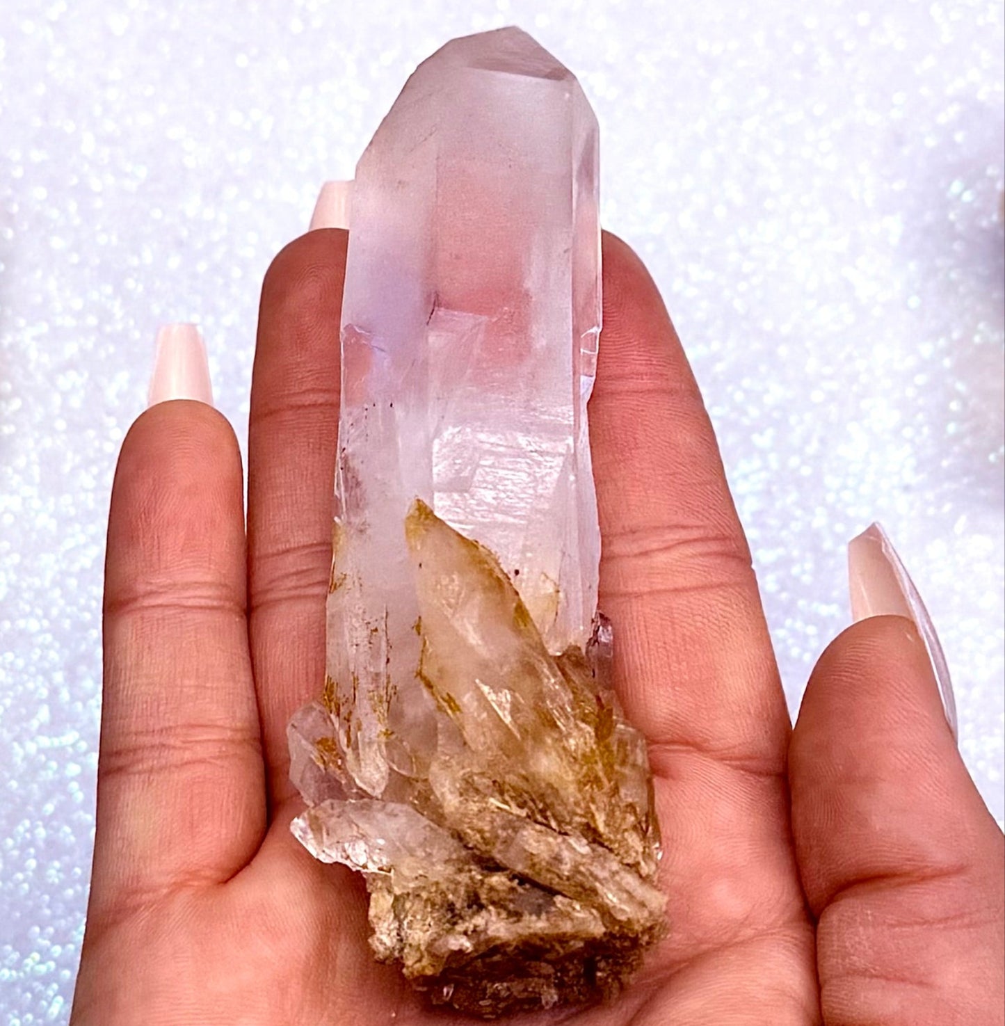Himalayan Cathedral Clear Golden Quartz Cluster with Mineral Inclusions “Harper” 93g