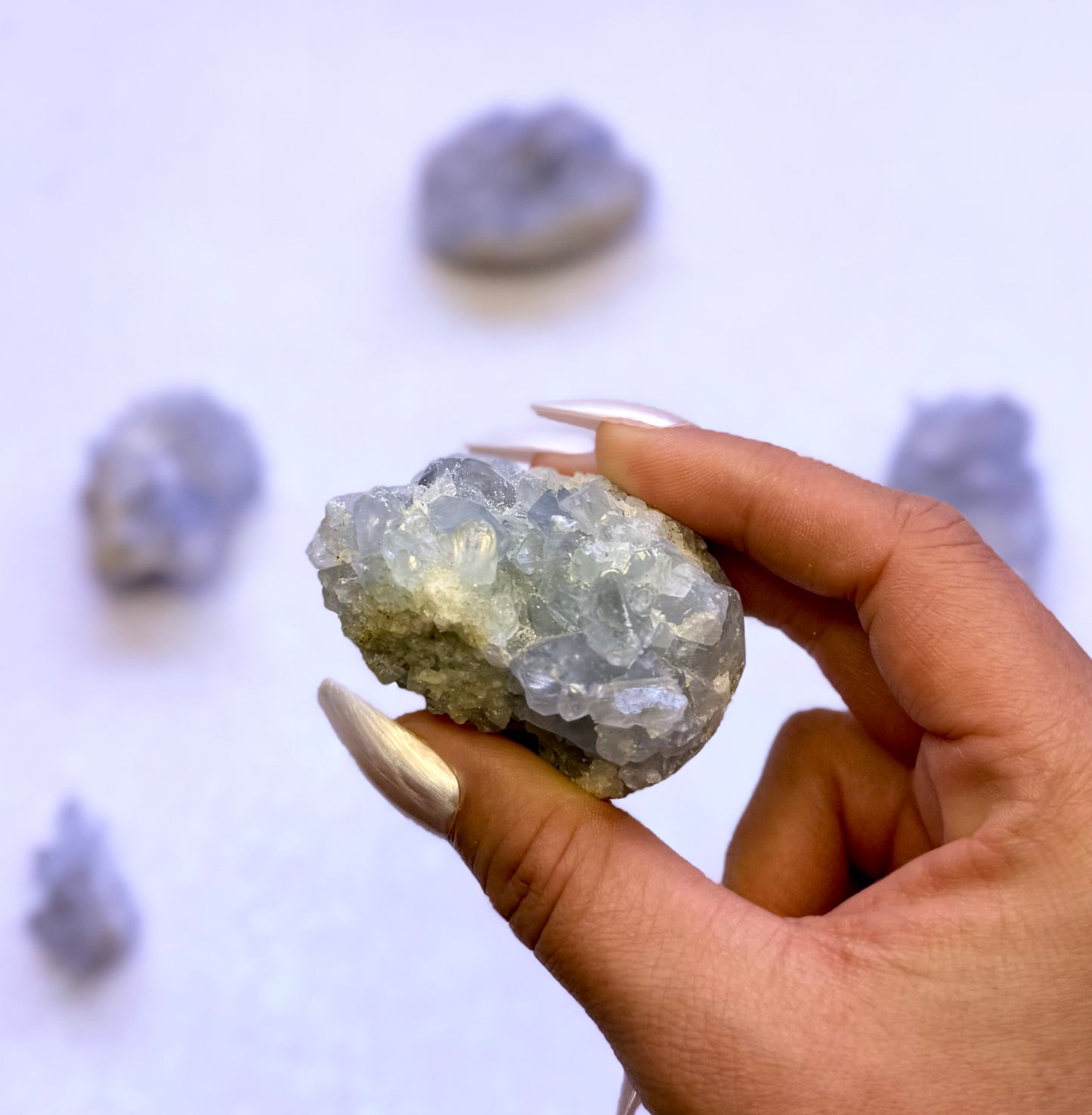 Celestite Cluster Egg 144g #2