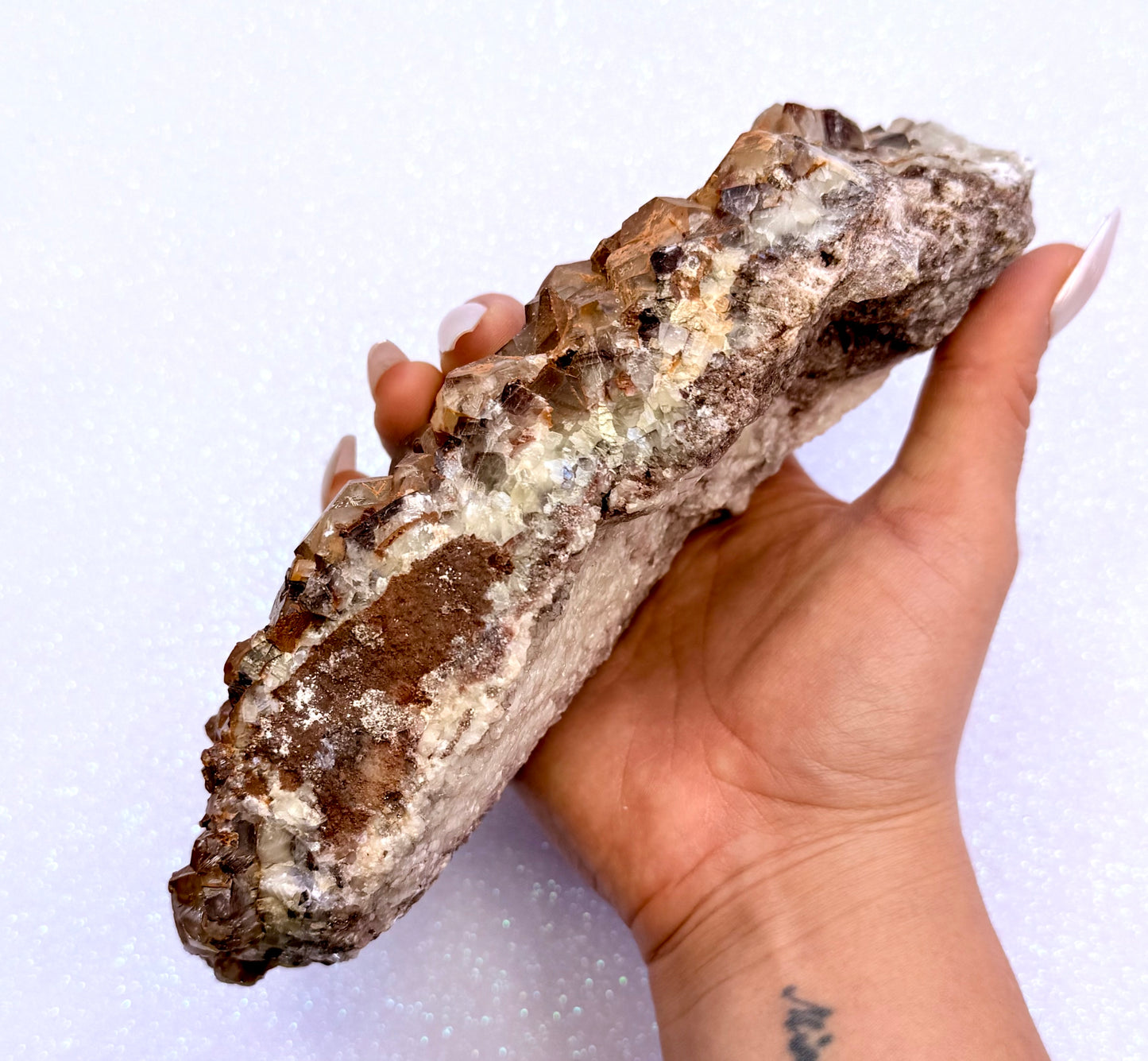 Rare Red, White, Brown and Lemon Calcite Dogtooth Cluster From Mexico 1.015kg #1