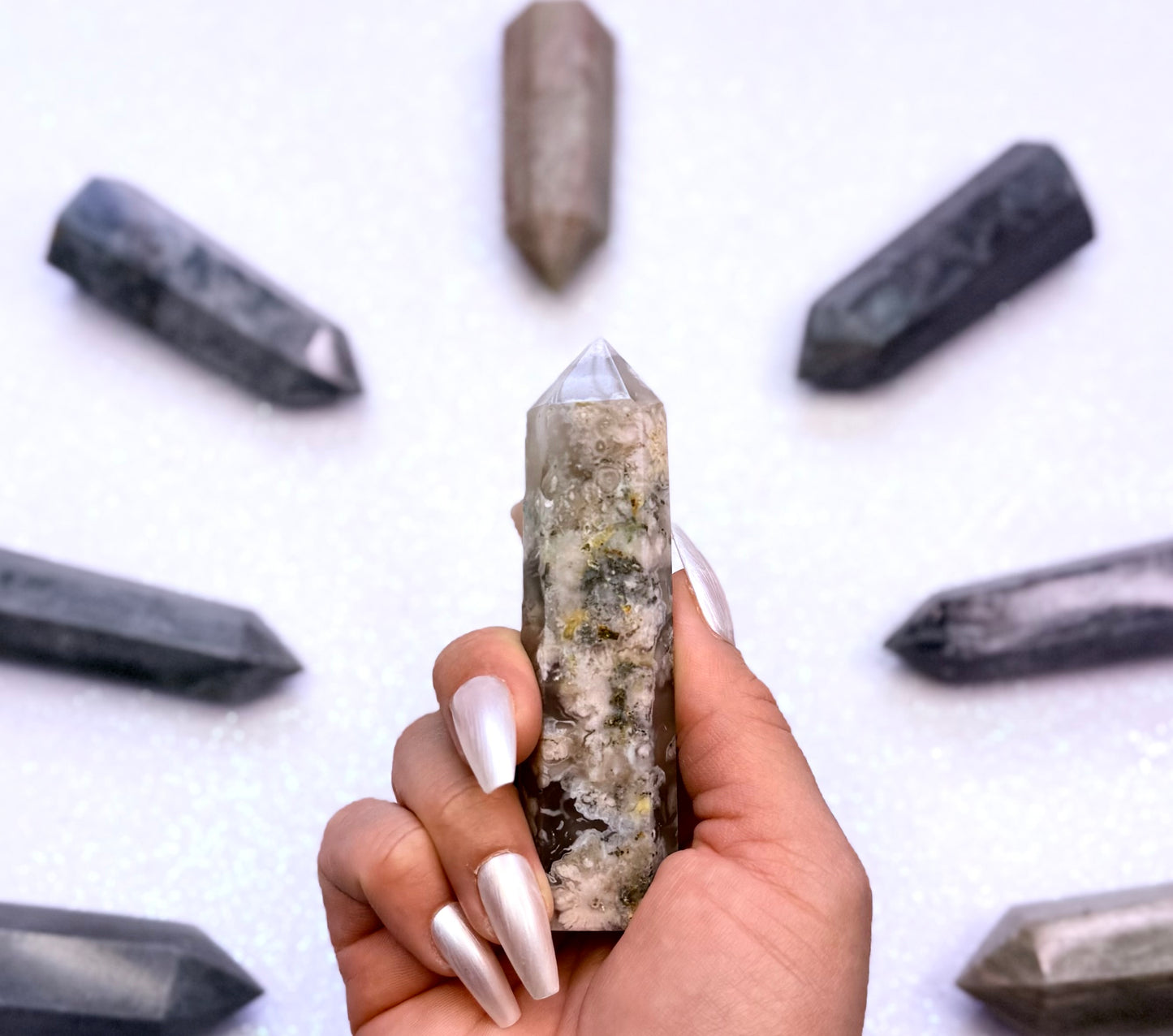 Flower Agate Point Generator Tower 80g #7