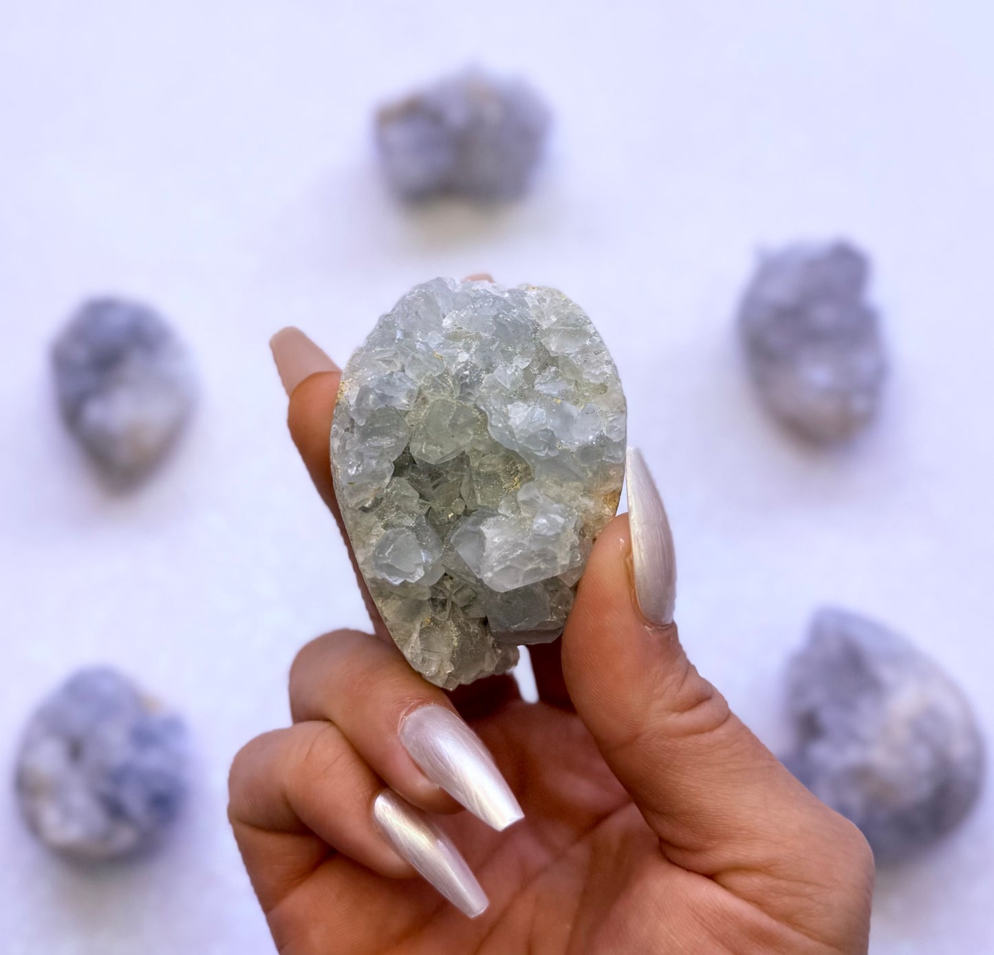 Celestite Cluster Egg 109g #4